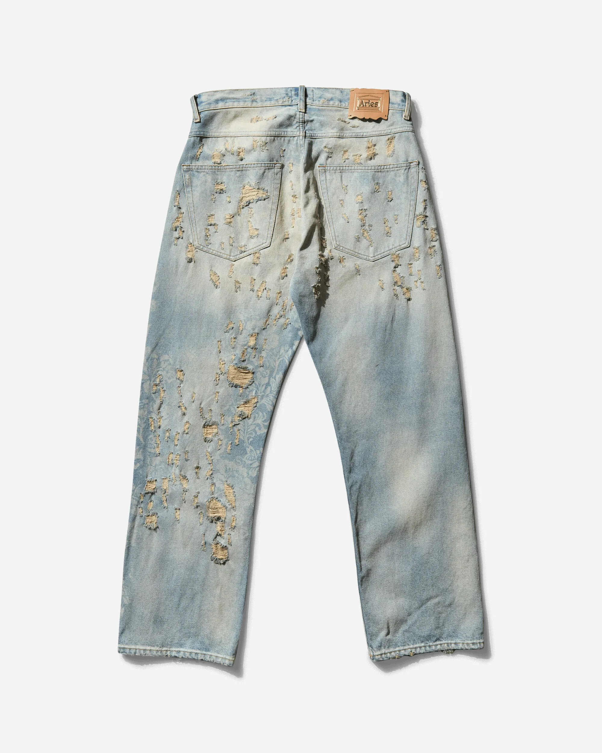 Men'S Destroyed Lace Batten Jeans Blue Self Hearing
