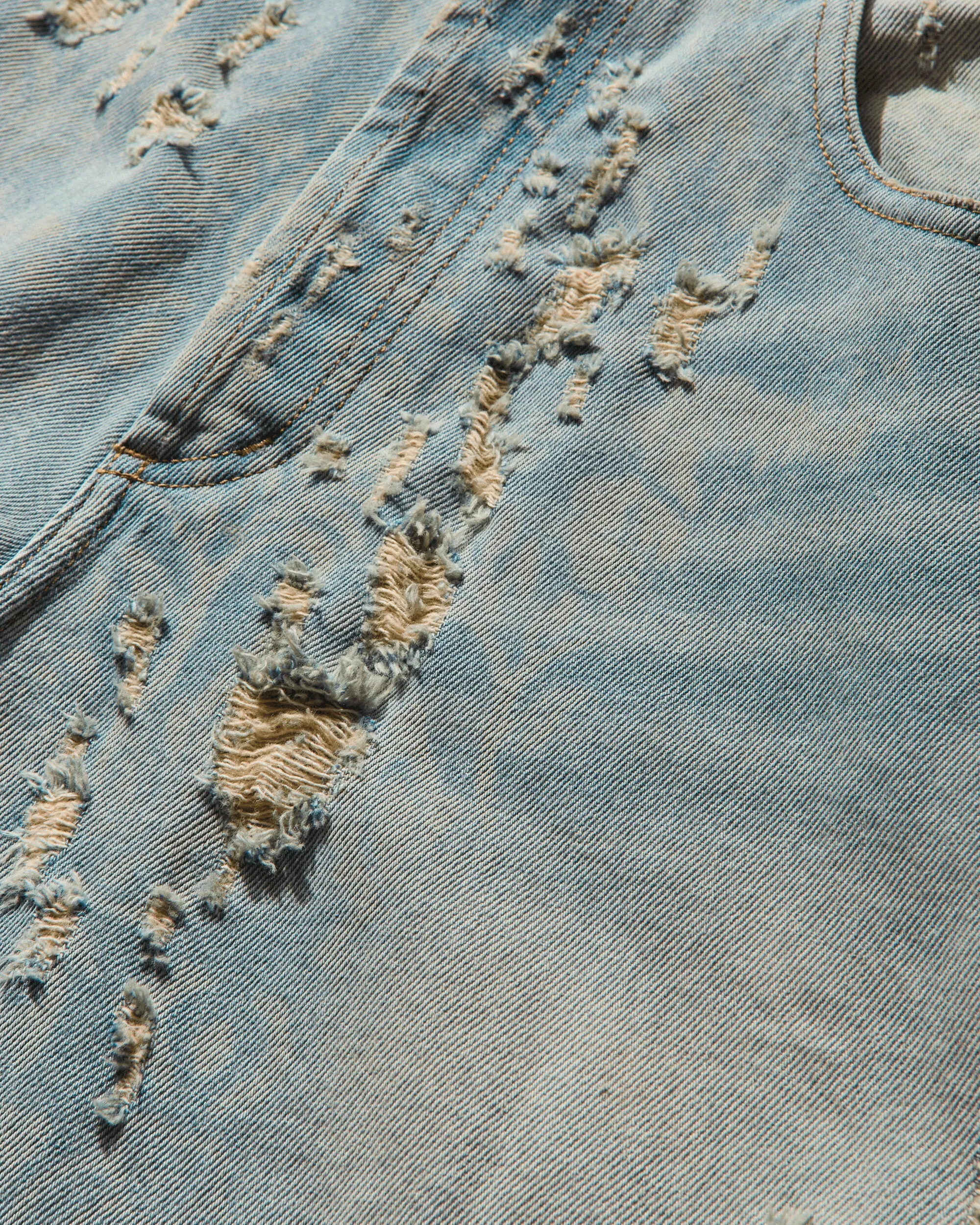 Men'S Destroyed Lace Batten Jeans Blue Upgradeable Possibly
