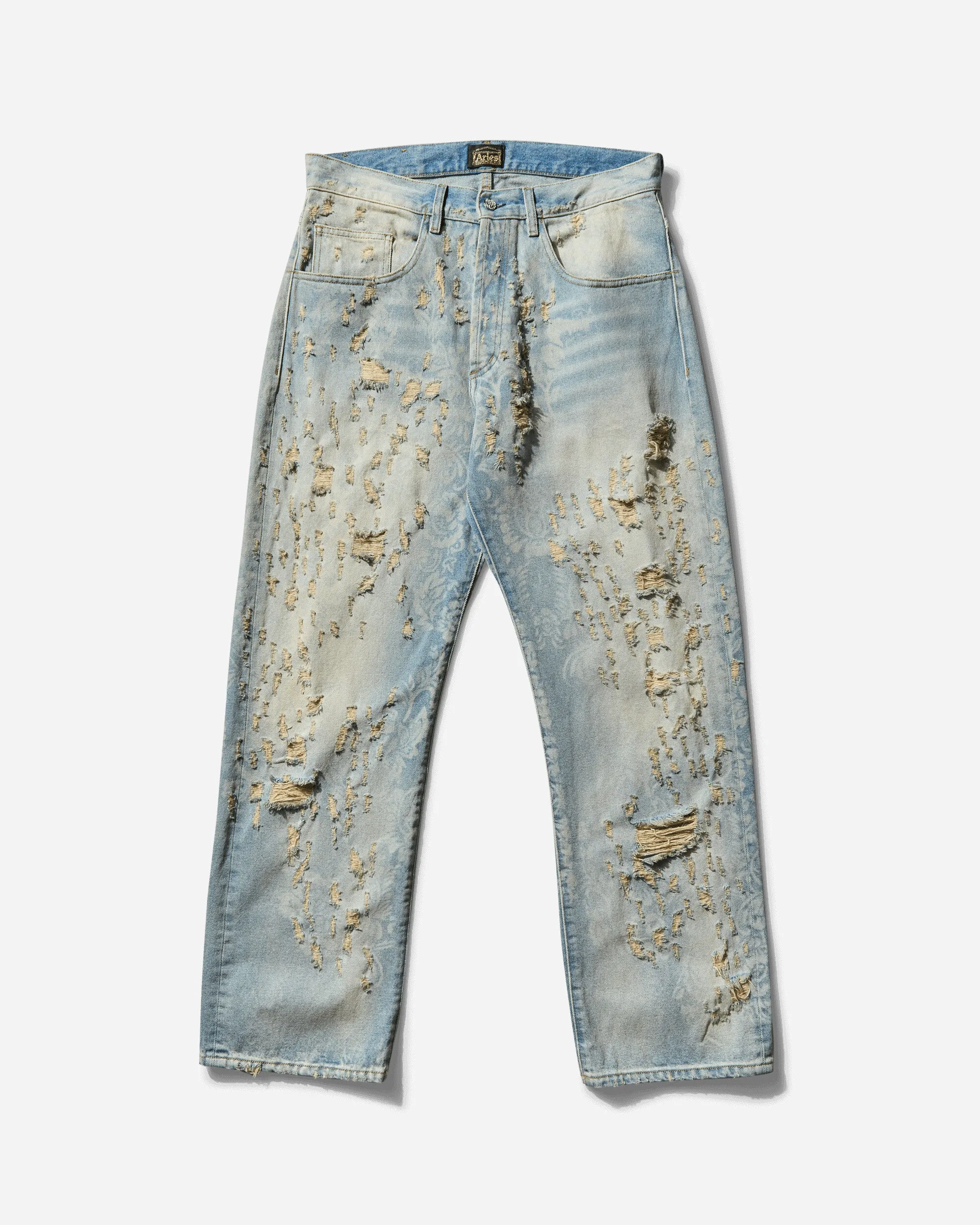Men'S Destroyed Lace Batten Jeans Blue Shaped Design