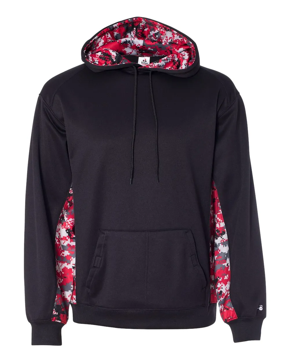 Pull à capuche en polaire technique à motifs camouflage numérique et colorblock pour homme
