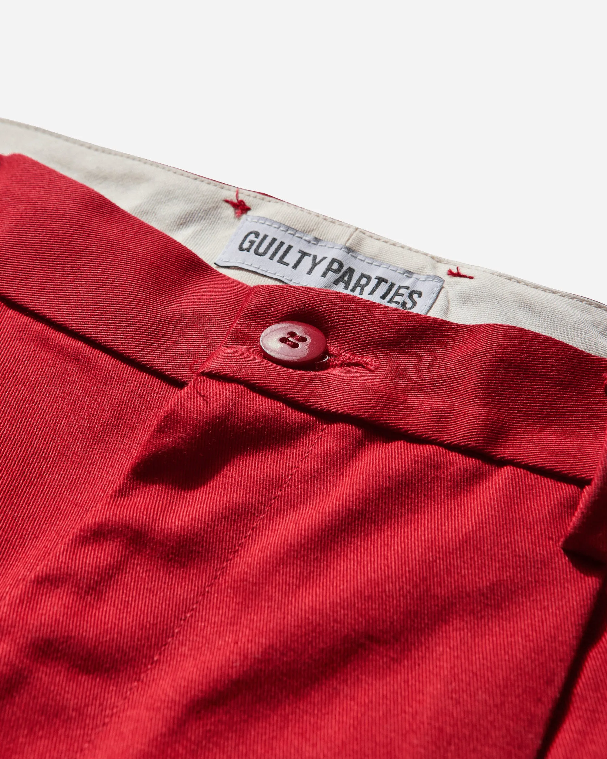 Men'S Double Pleated Chino Trousers Red Loungewear Fabric