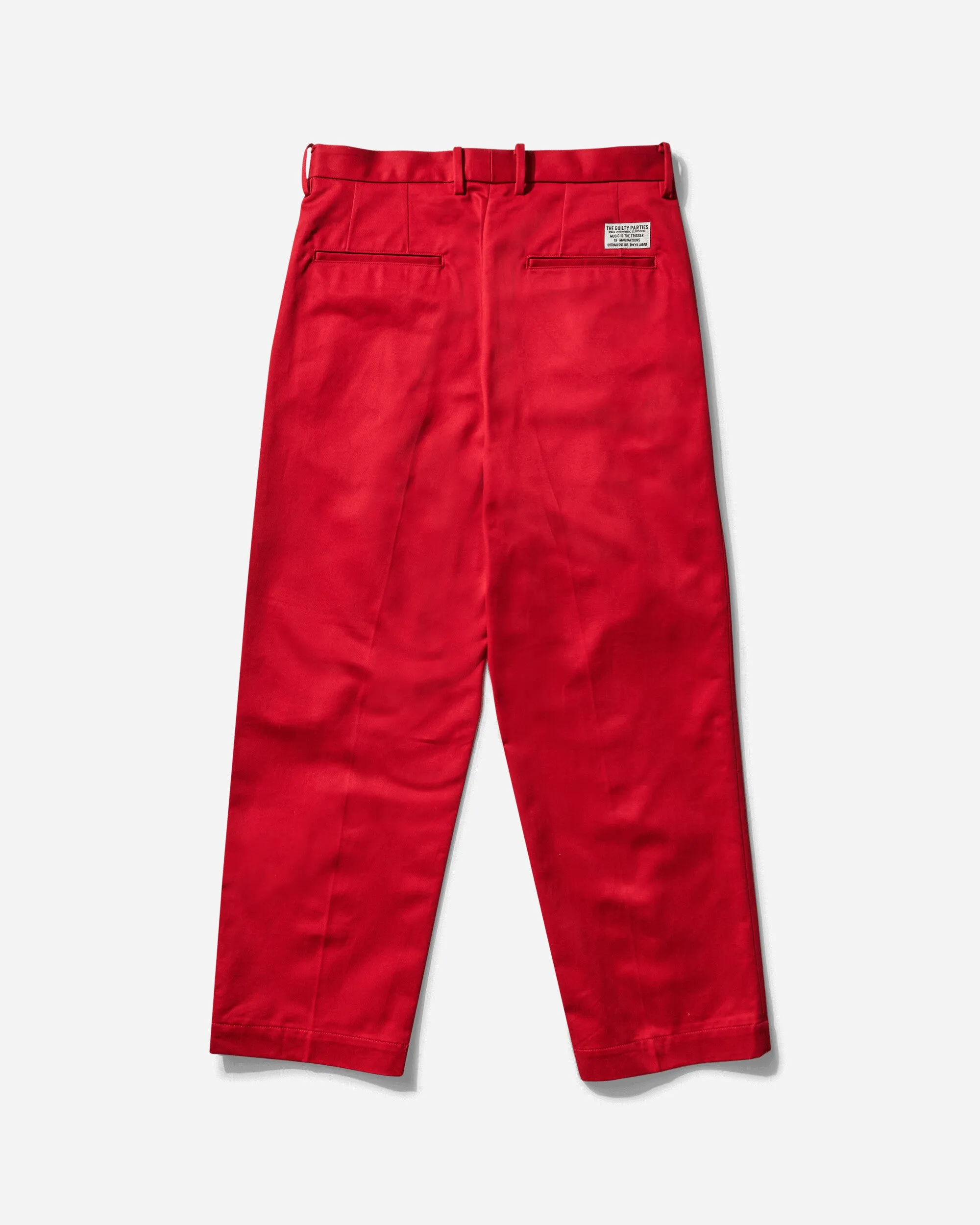 Men'S Double Pleated Chino Trousers Red Weaker Anti-Fade Finish