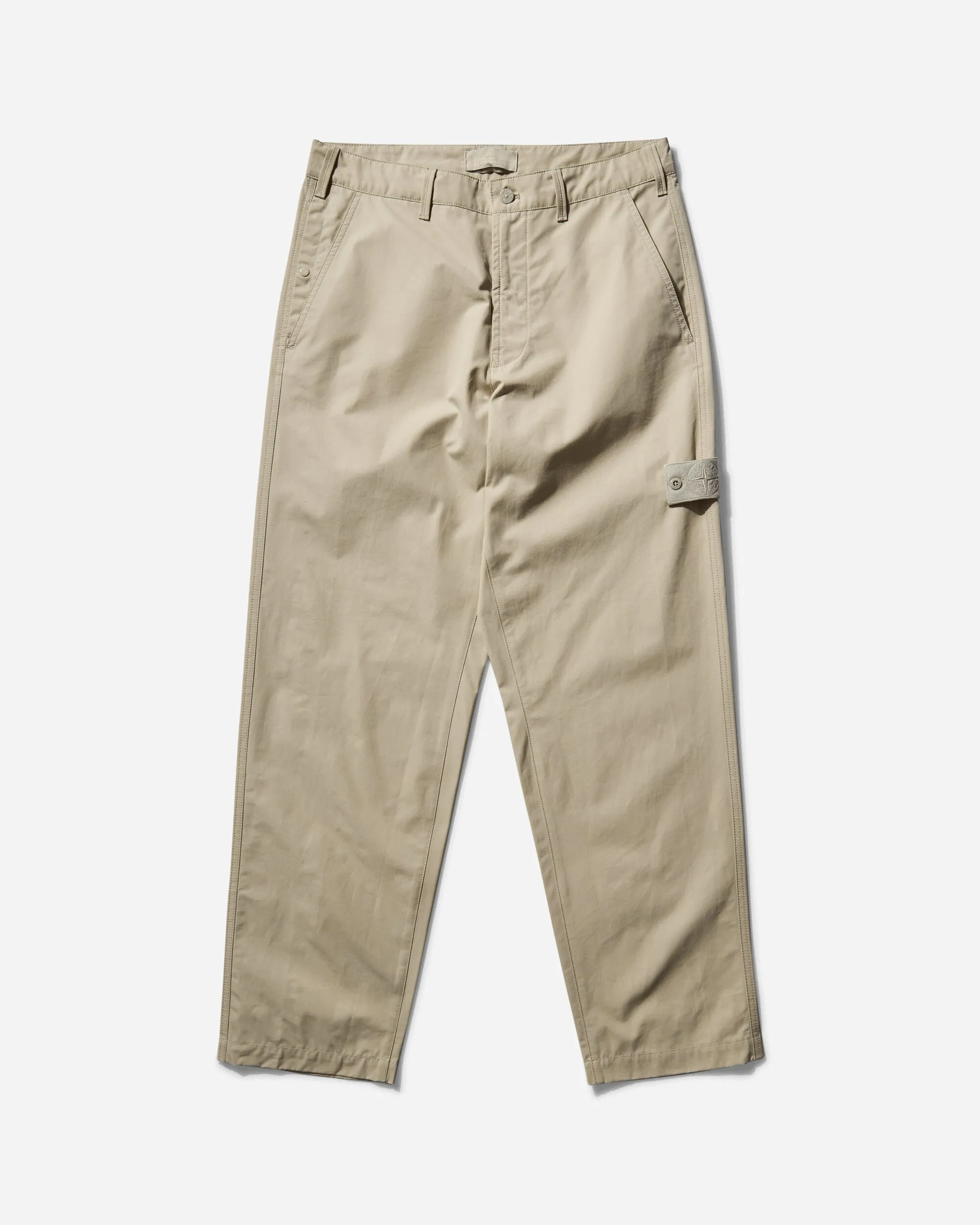 Men'S Ghost Piece Weatherproof Cotton Canvas Chino Trousers Beige Wind Control Brand Badges