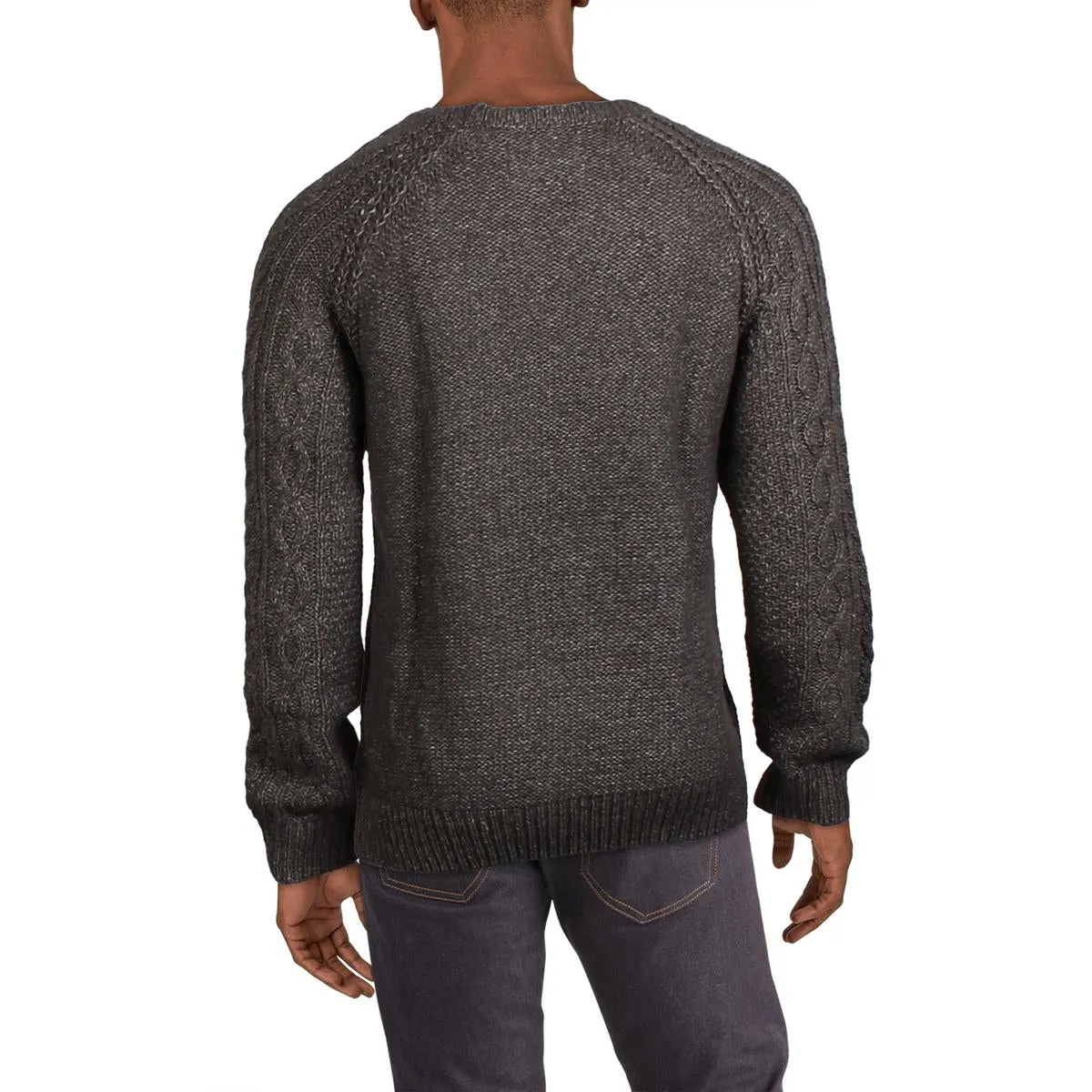 Pull col rond en maille cablee chiné pour homme