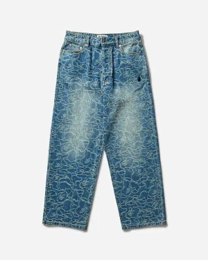 Men'S Line Camo Jacquard One Point 13Oz Denim Pants Light Indigo Chains