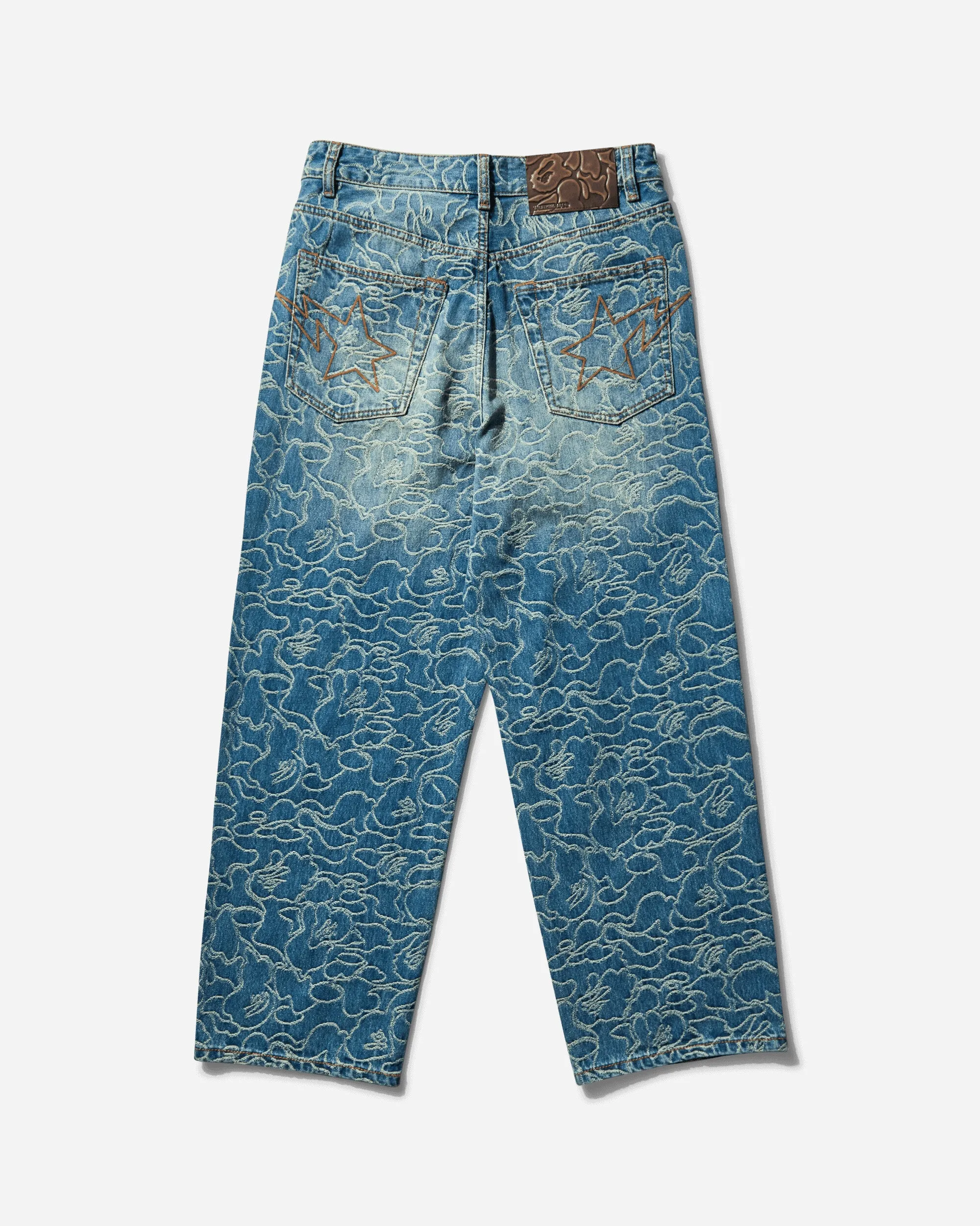 Men'S Line Camo Jacquard One Point 13Oz Denim Pants Light Indigo Comfortable To Stand