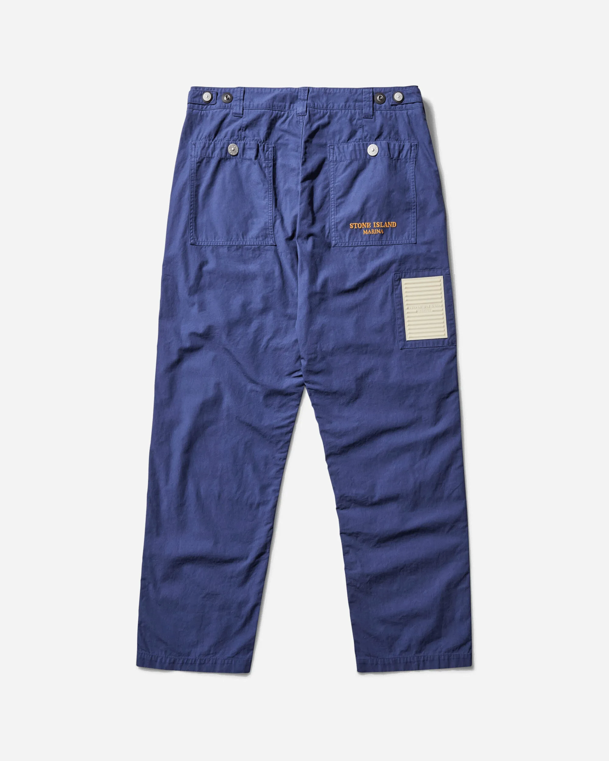 Men'S Marina Organic Cotton Tela Trousers Blue Marine Woven Finish