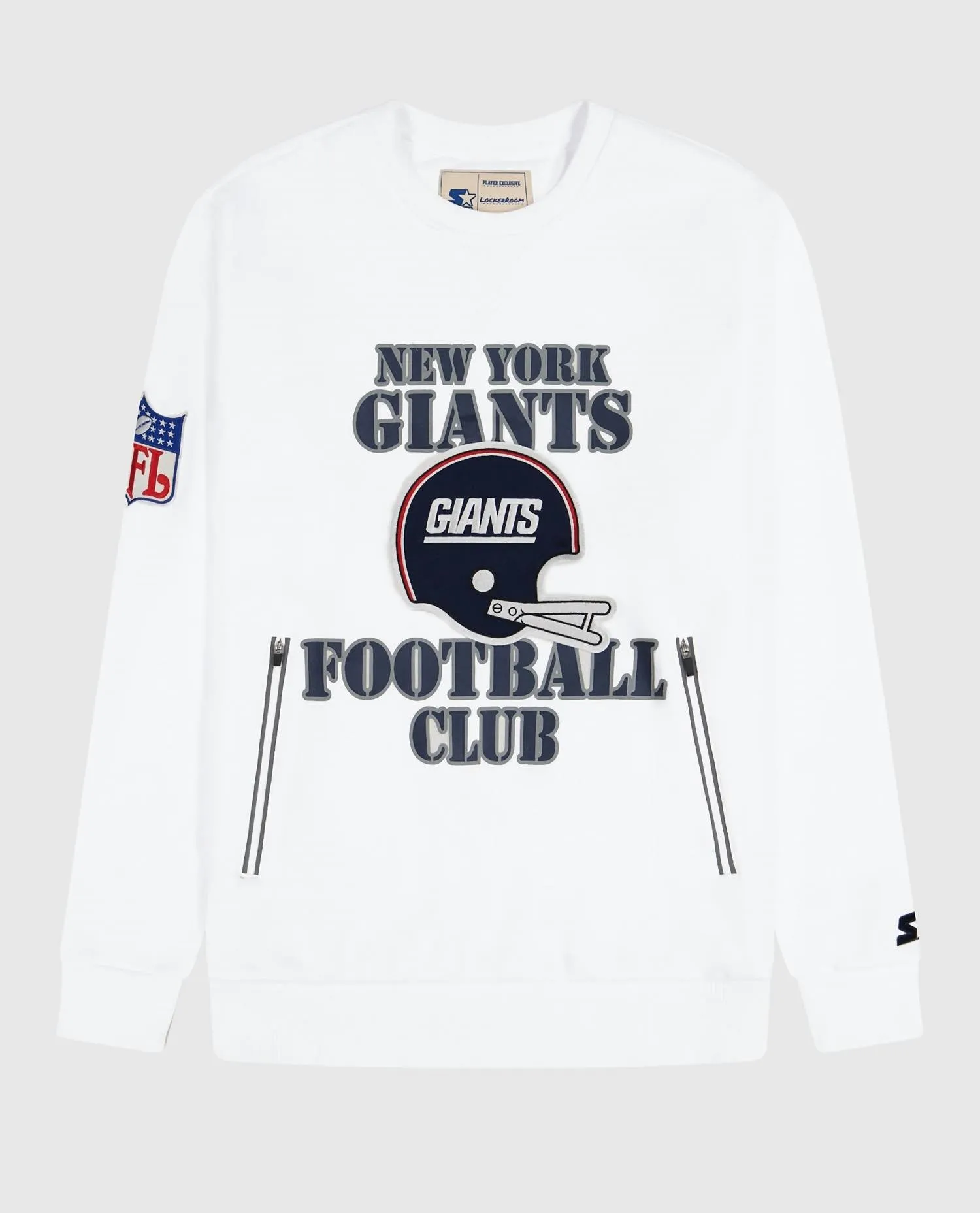 Sweat à capuche pour homme New York Giants avec poches à zip en blanc