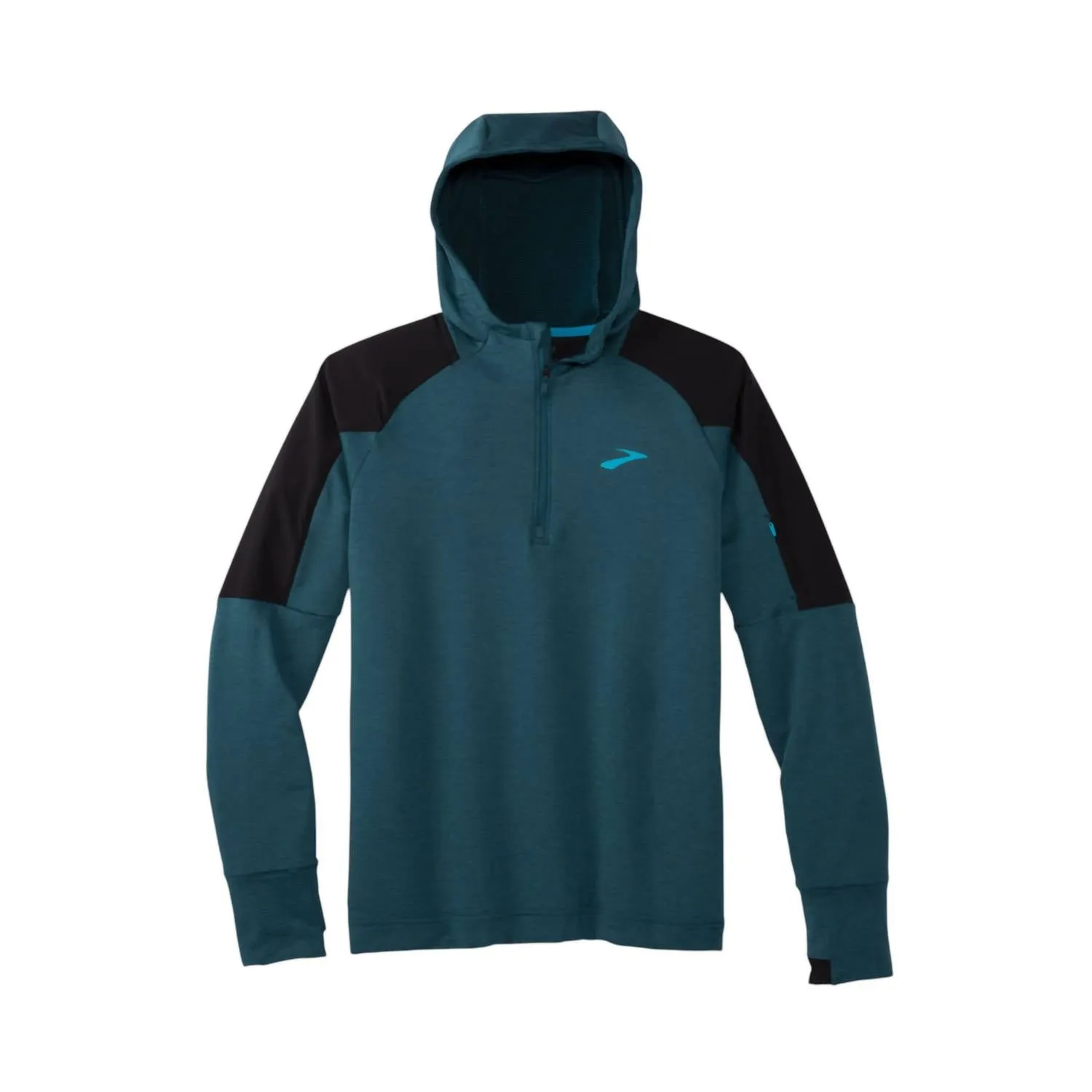 Pull à capuche thermique pour homme avec encolure en V en mélange alpin/noir