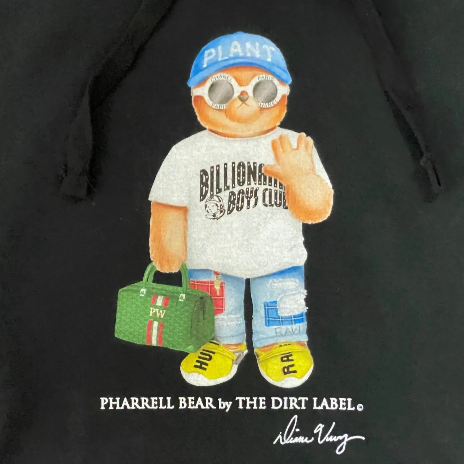 Pull à capuche Pharrell Bear pour homme en noir