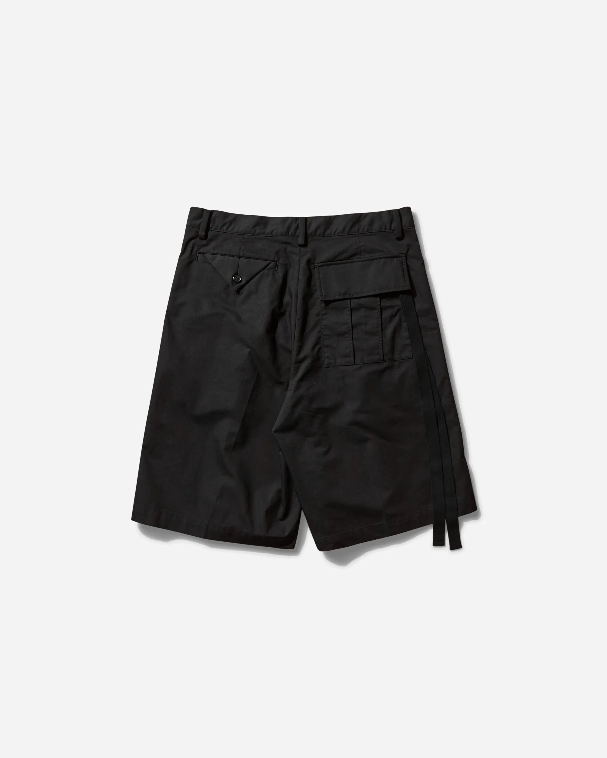Scoop Shape Cotton Fabric" Men'S Pleated Shorts Black