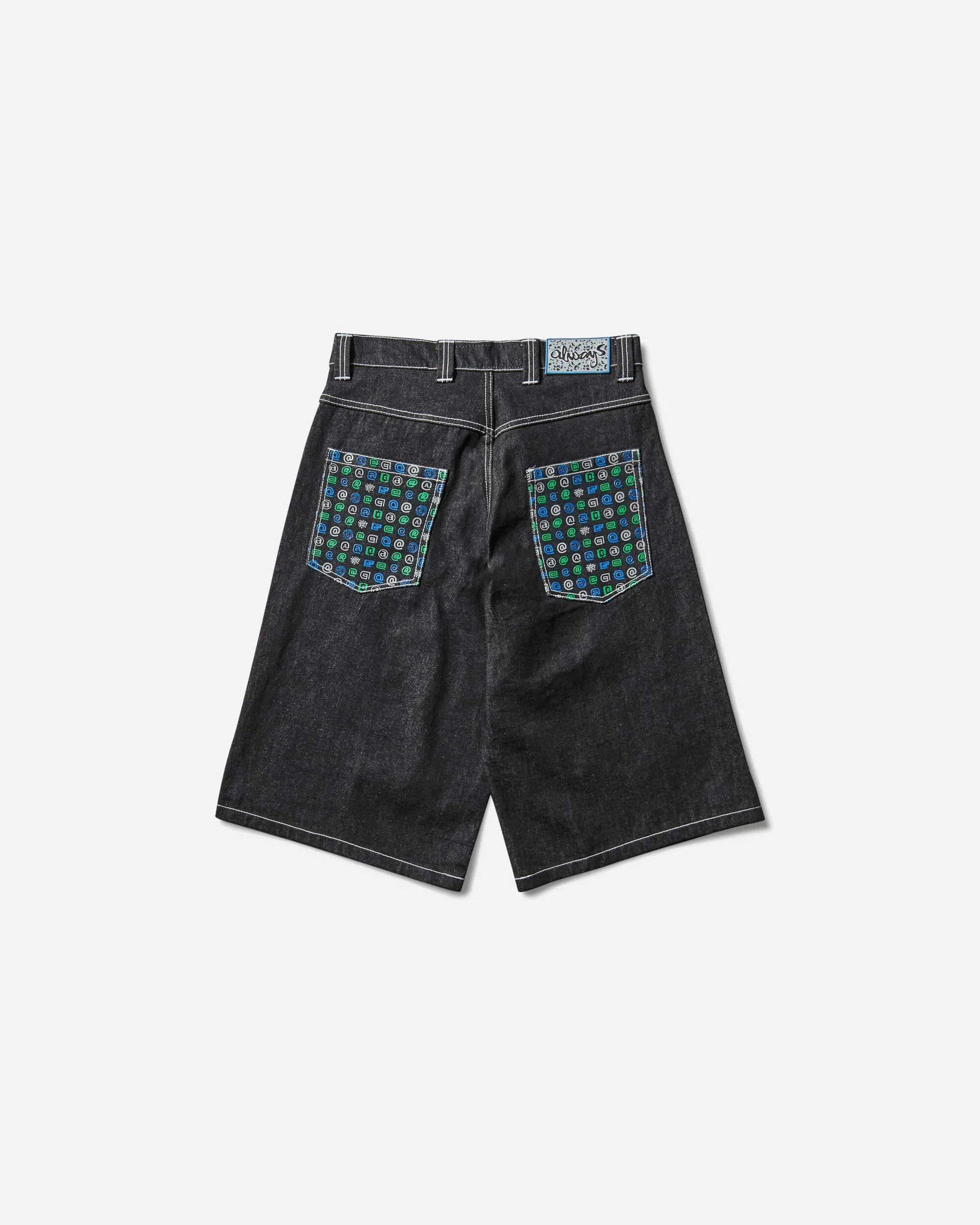 Comfortable Polycarbonate Blend Moisture-Wicking Filling Men'S Pocket Print Relaxed Denim Shorts Black