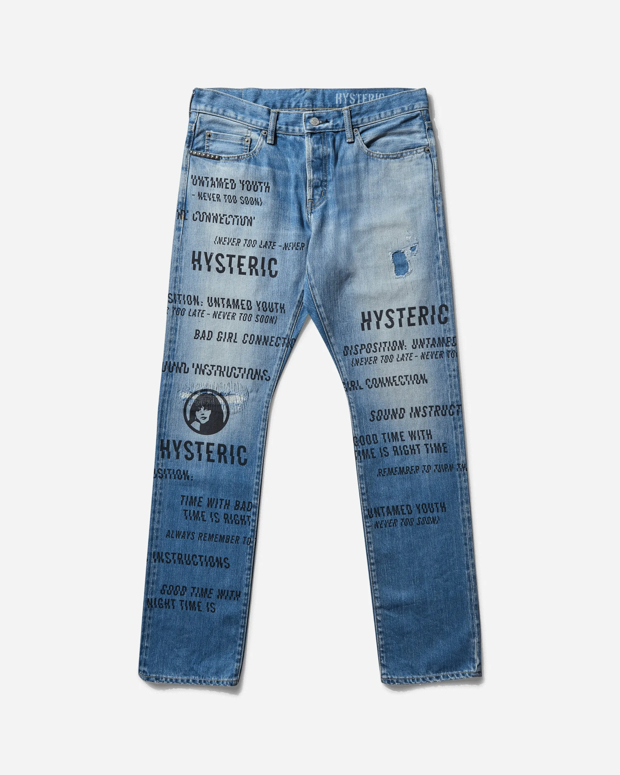 Men'S Slash Type Logo Jeans Indigo Comfortable Sole