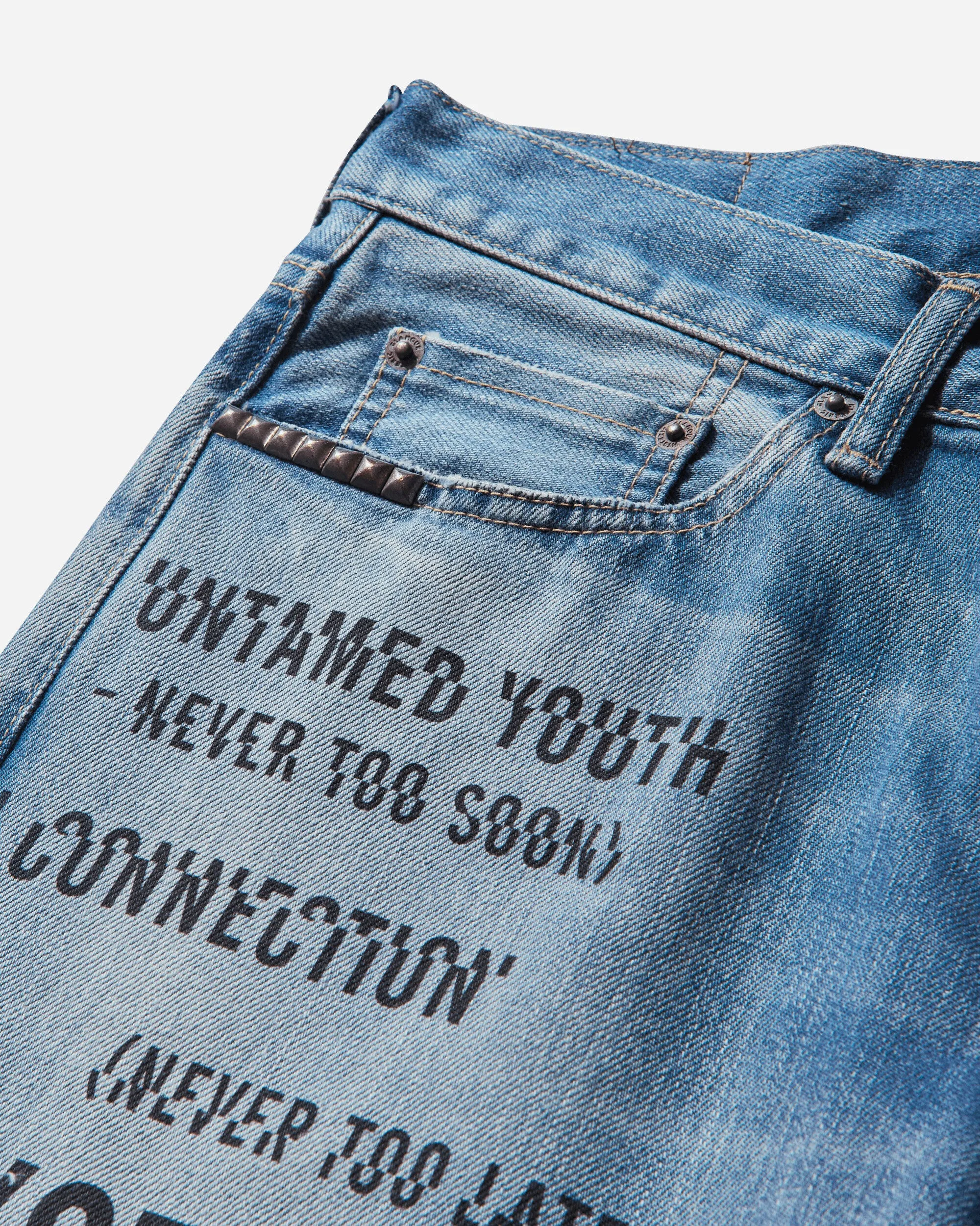 Men'S Slash Type Logo Jeans Indigo Comfortable For Any Age