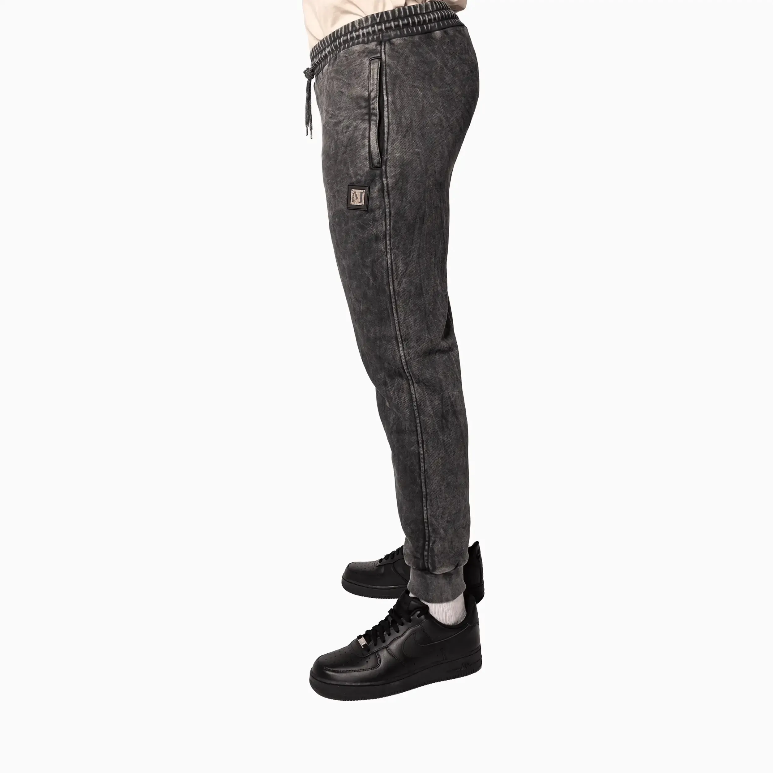 Comfortable Suede Worn Socks Men'S Sportswear Washed Black Sweat Pant