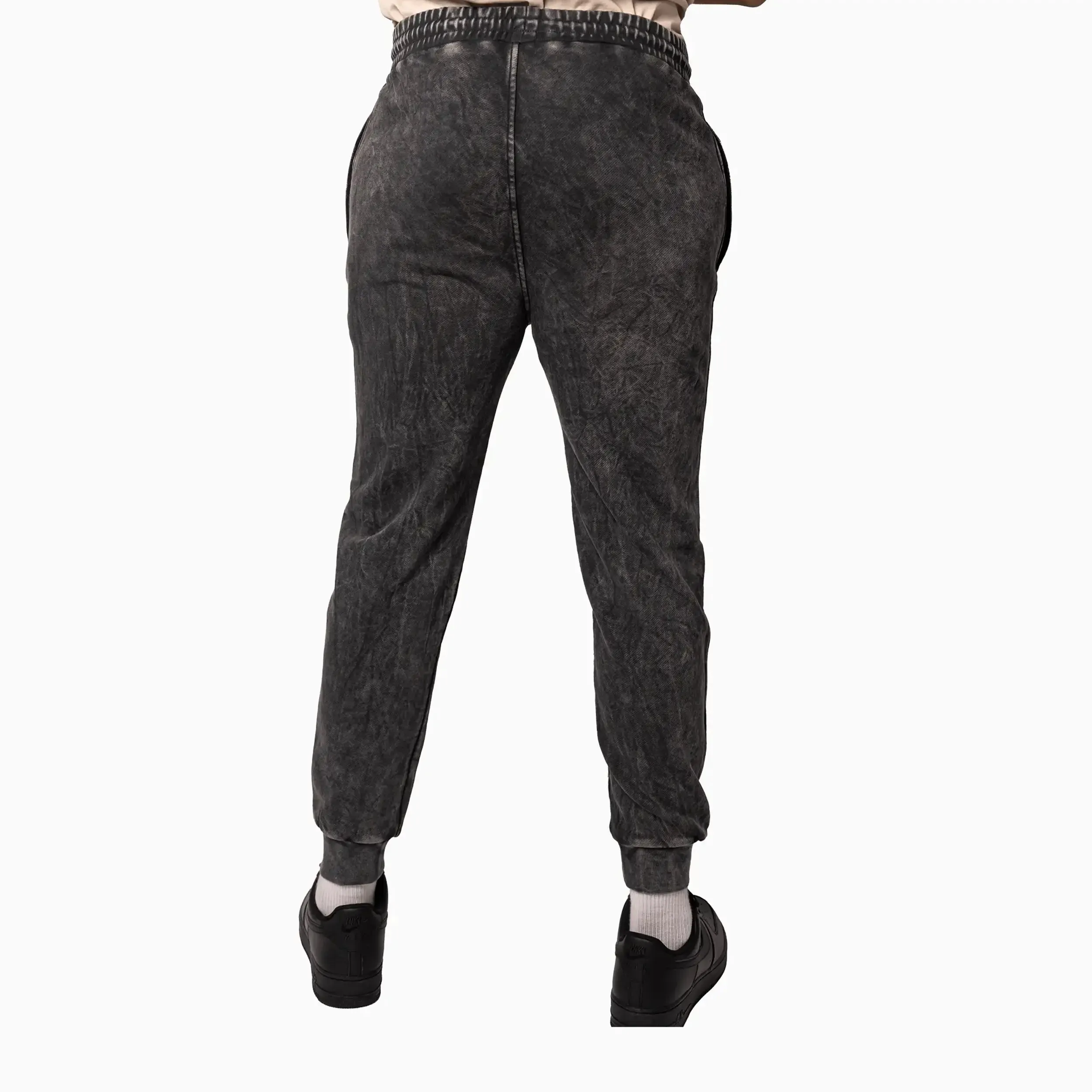 Men'S Sportswear Washed Black Sweat Pant Anti-Fake Trends