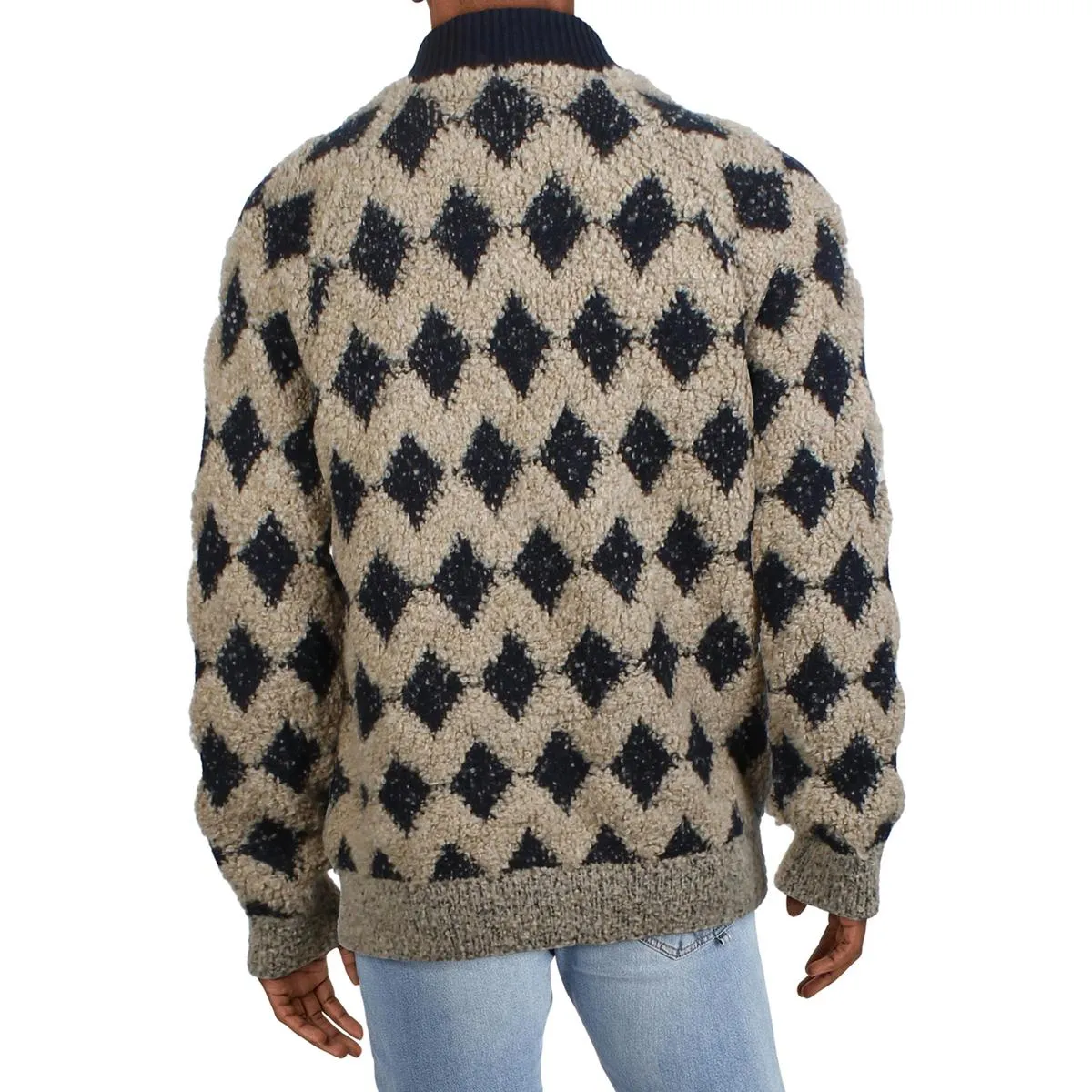 Pull en laine texturé à fermeture éclair pour homme