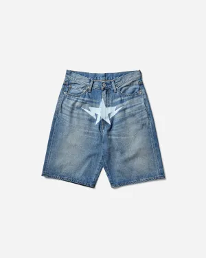 Men'S Twin Sta Denim Shorts Light Indigo Zip - Front