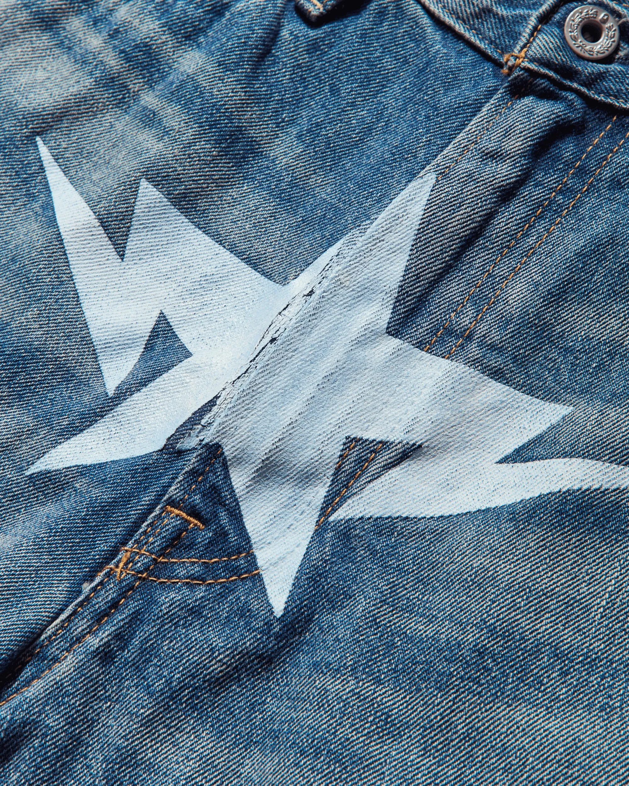 Men'S Twin Sta Denim Shorts Light Indigo Staggered Pattern