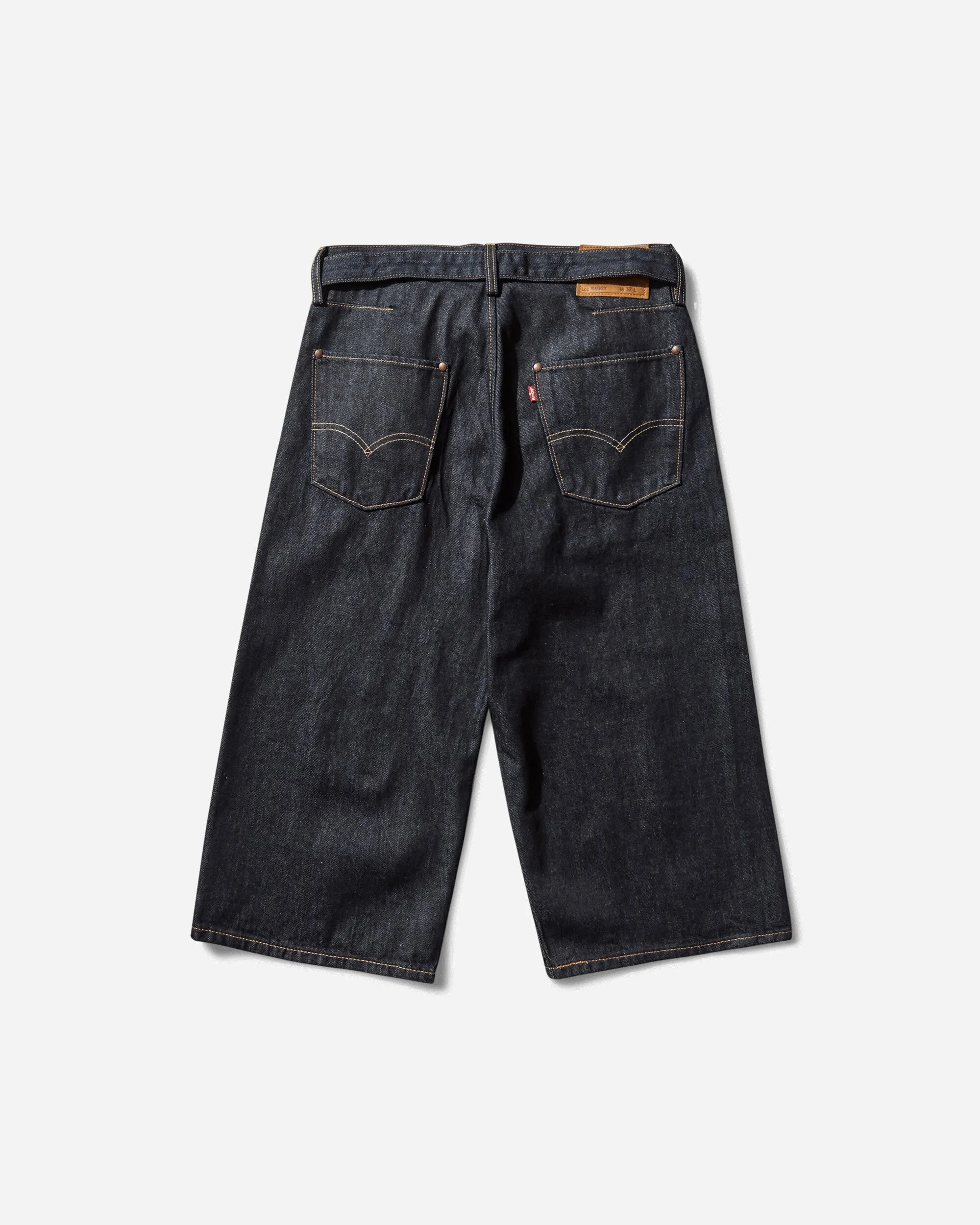 Men'S Twisted Baggy Capri Jeans Blue Water Erasable Pen Anti-Ruined