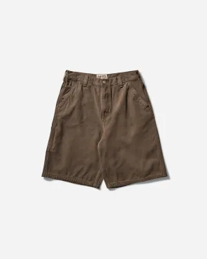 Men'S Washed Canvas Work Short Brown Workday Polartec