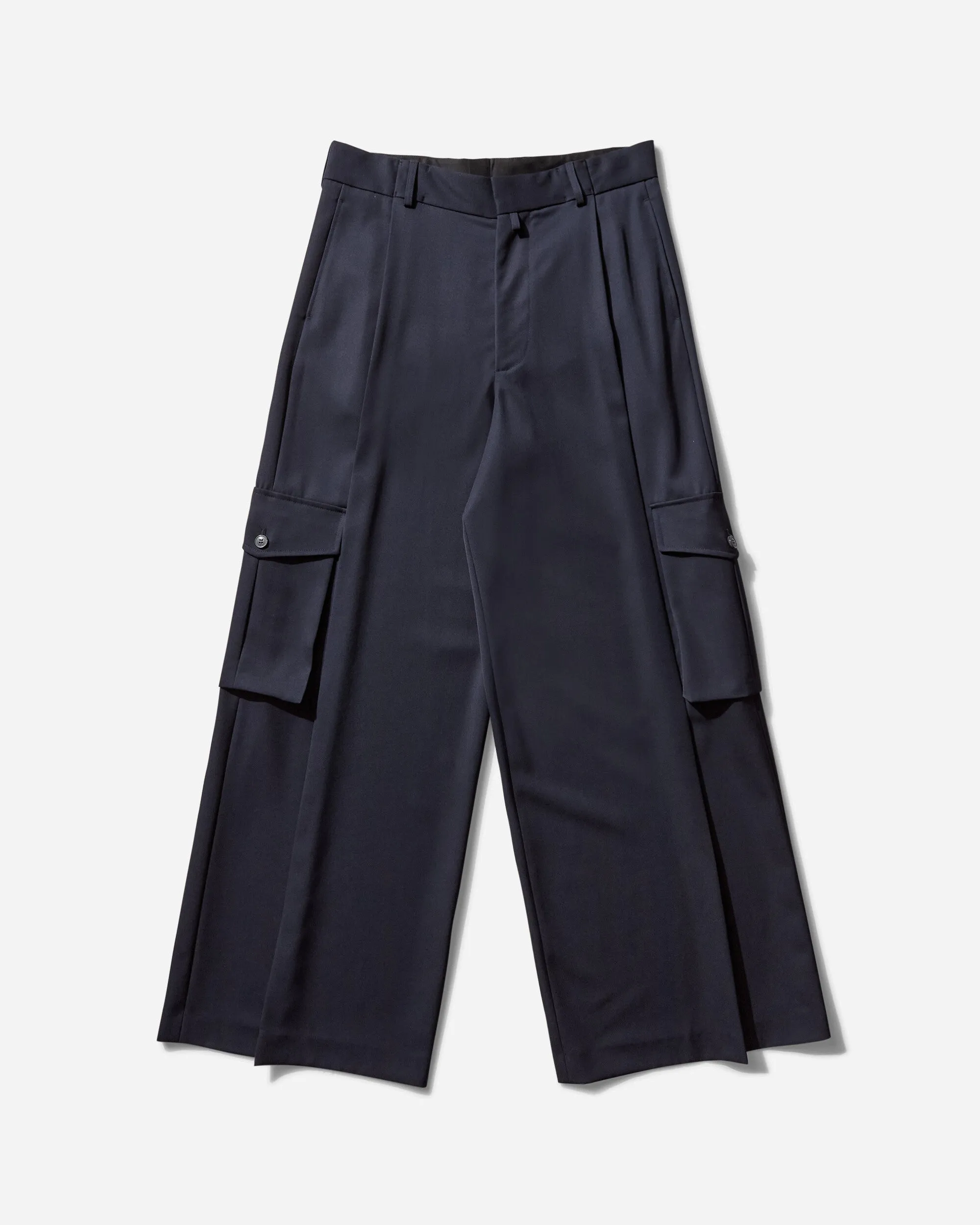Men'S Wide Pleated Pants Navy Half - Sleeve Design Shock - Proof