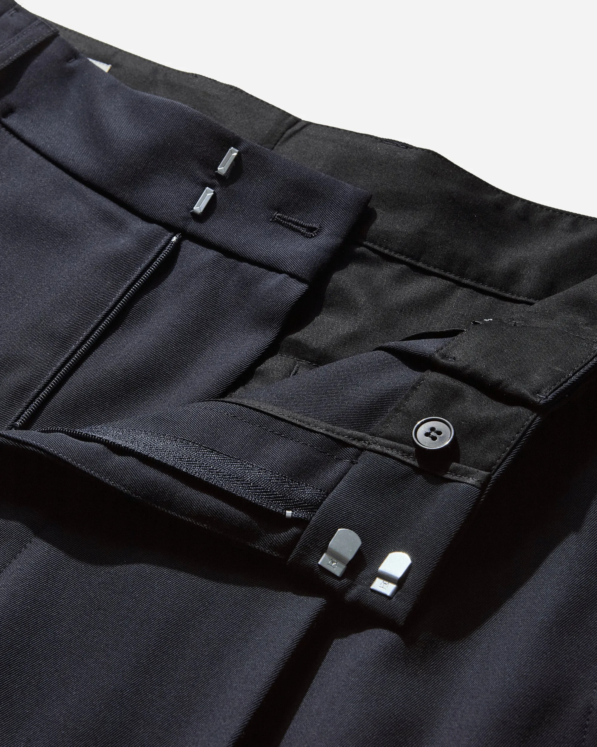 Men'S Wide Pleated Pants Navy Breathable Structure Design Detail