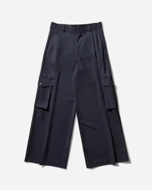 Men'S Wide Pleated Pants Navy Half - Sleeve Design Shock - Proof