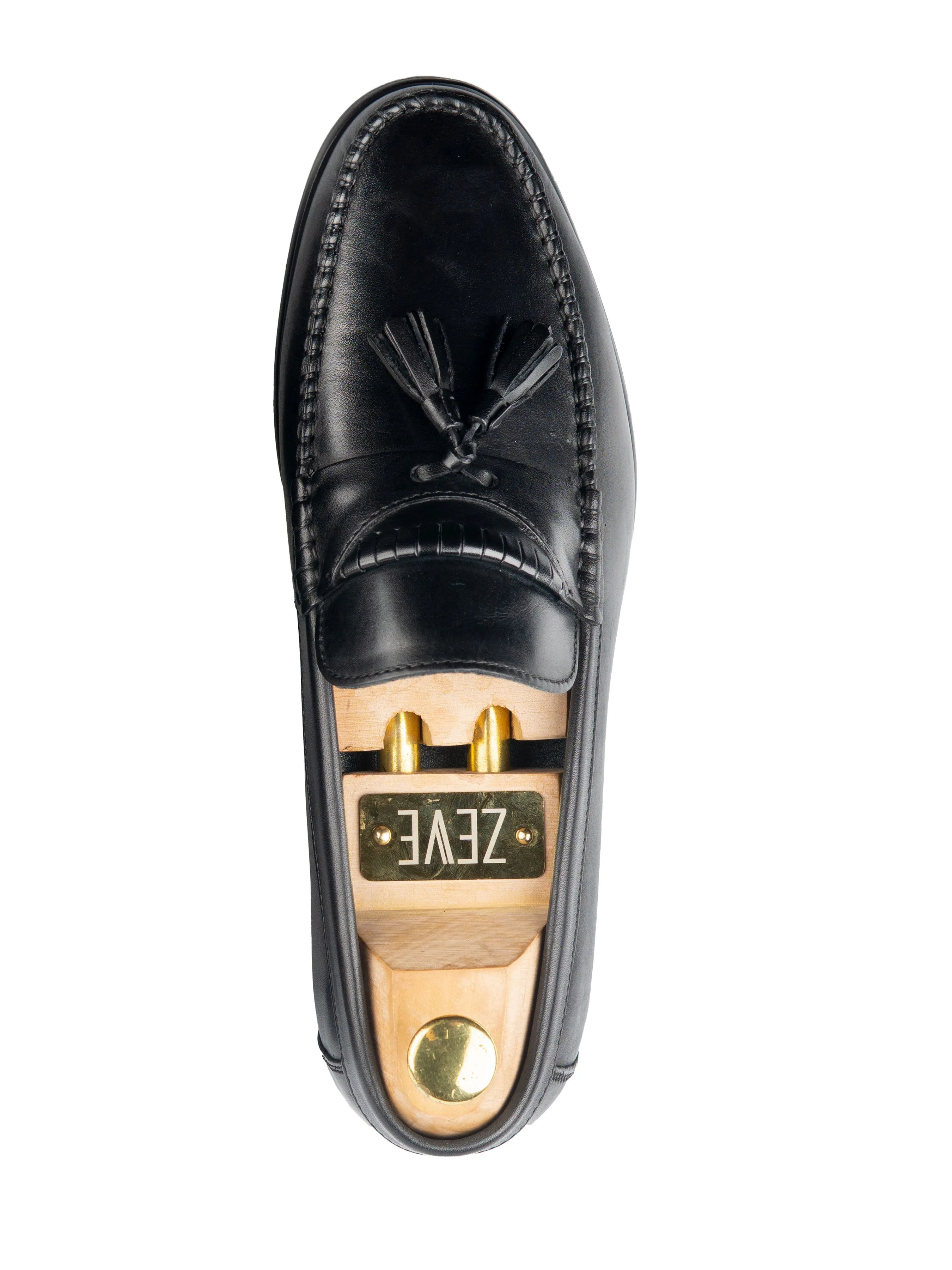 Tassel Moccasin Loafer - Solid Black Plutonium ToeProtection