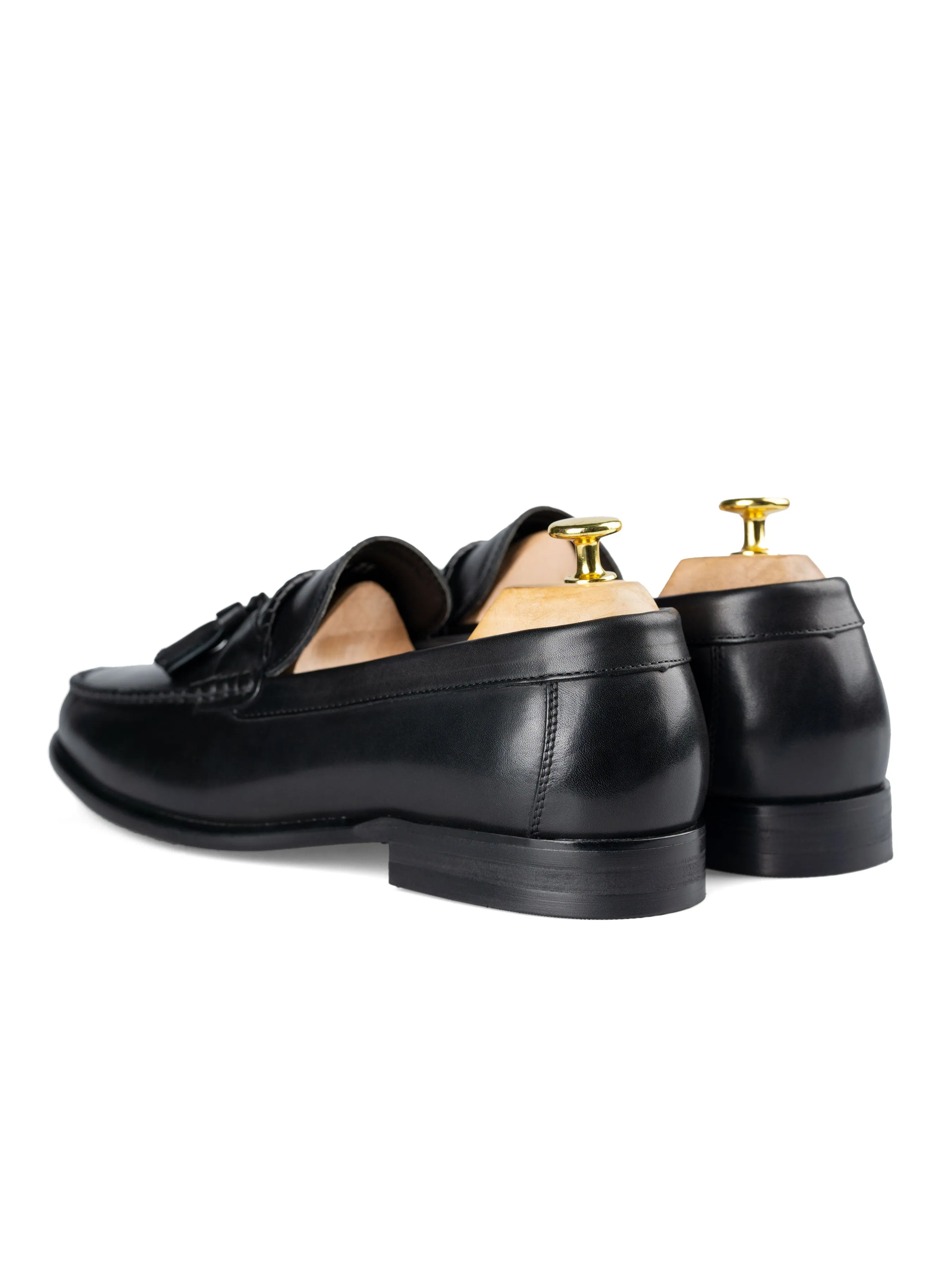 Lace-Up Closure Tassel Moccasin Loafer - Solid Black