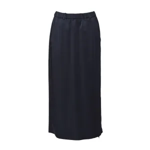 Jupe mi-longue en satin bleu