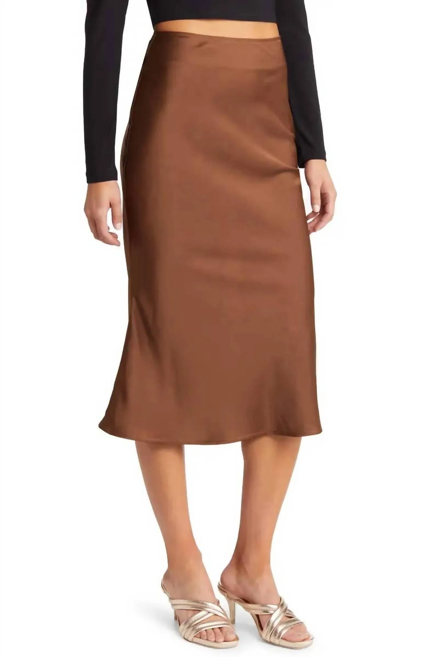 Jupe-culotte mi-longue en marron