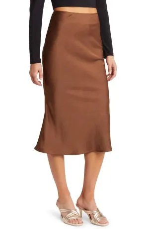 Jupe-culotte mi-longue en marron