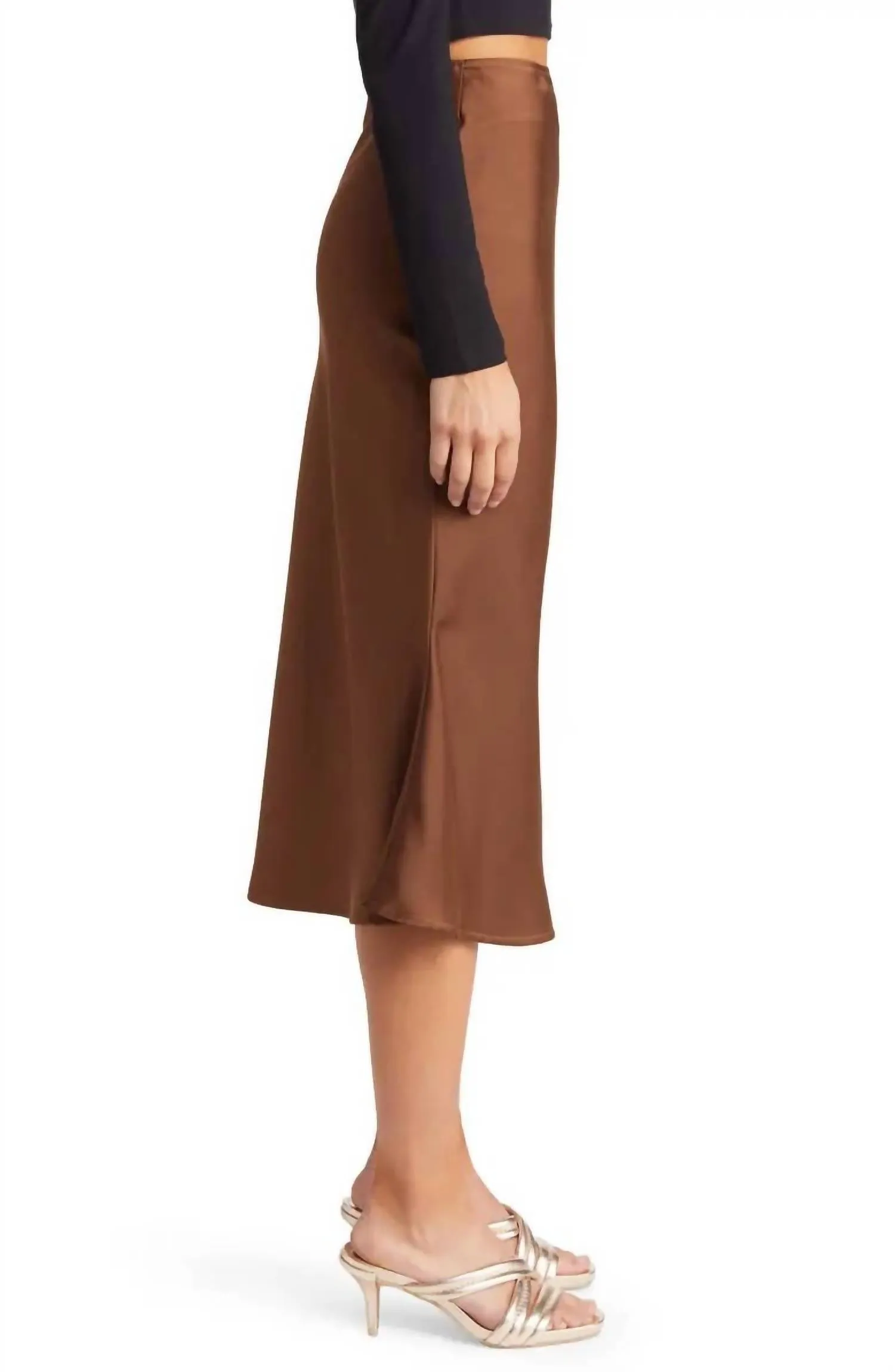 Jupe-culotte mi-longue en marron