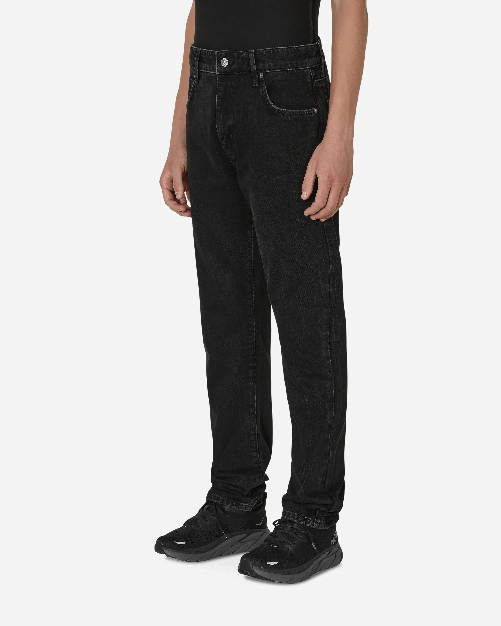 Straight Denim Pants Black Cutting Finish