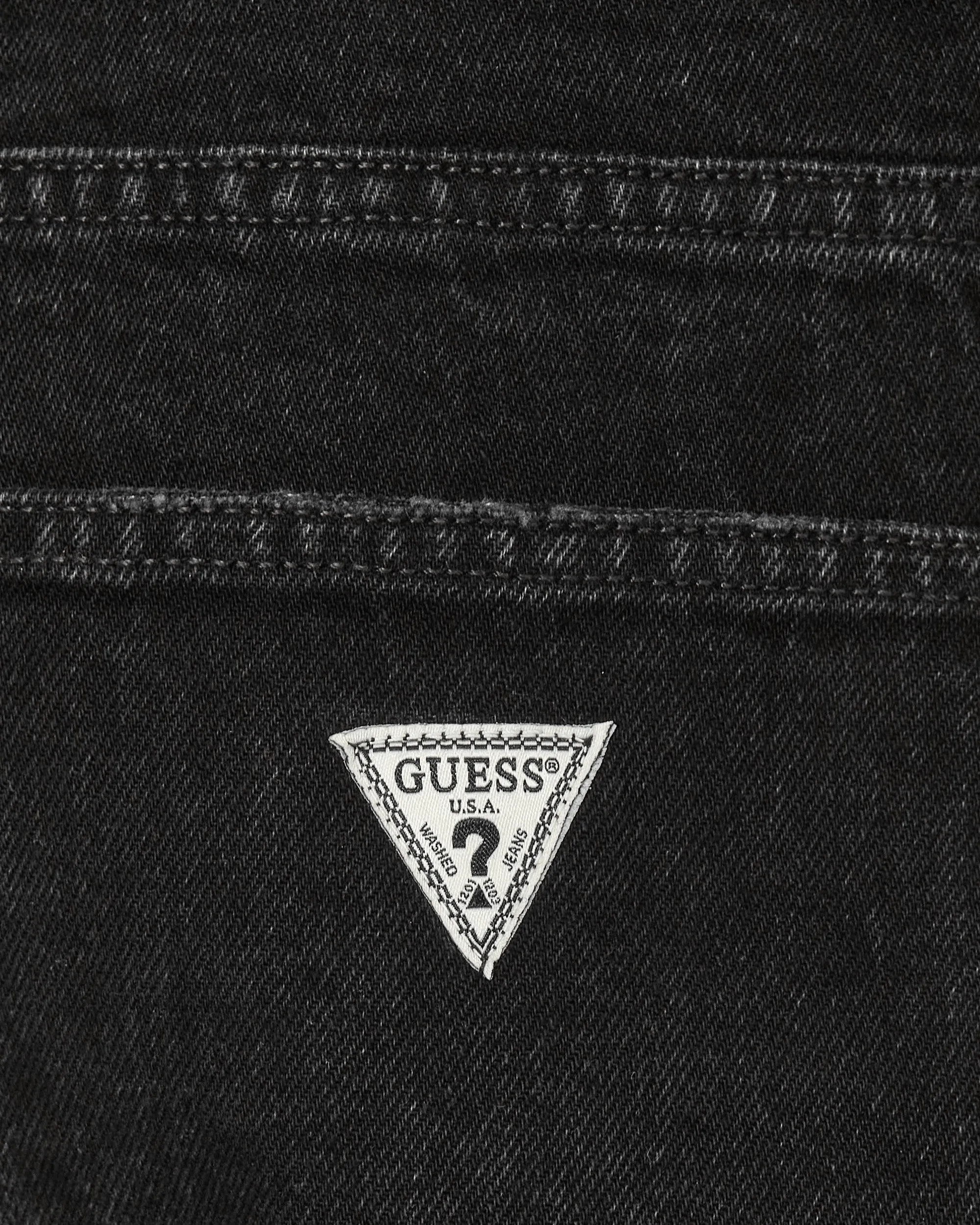 Straight Denim Pants Black Drop Shoulder