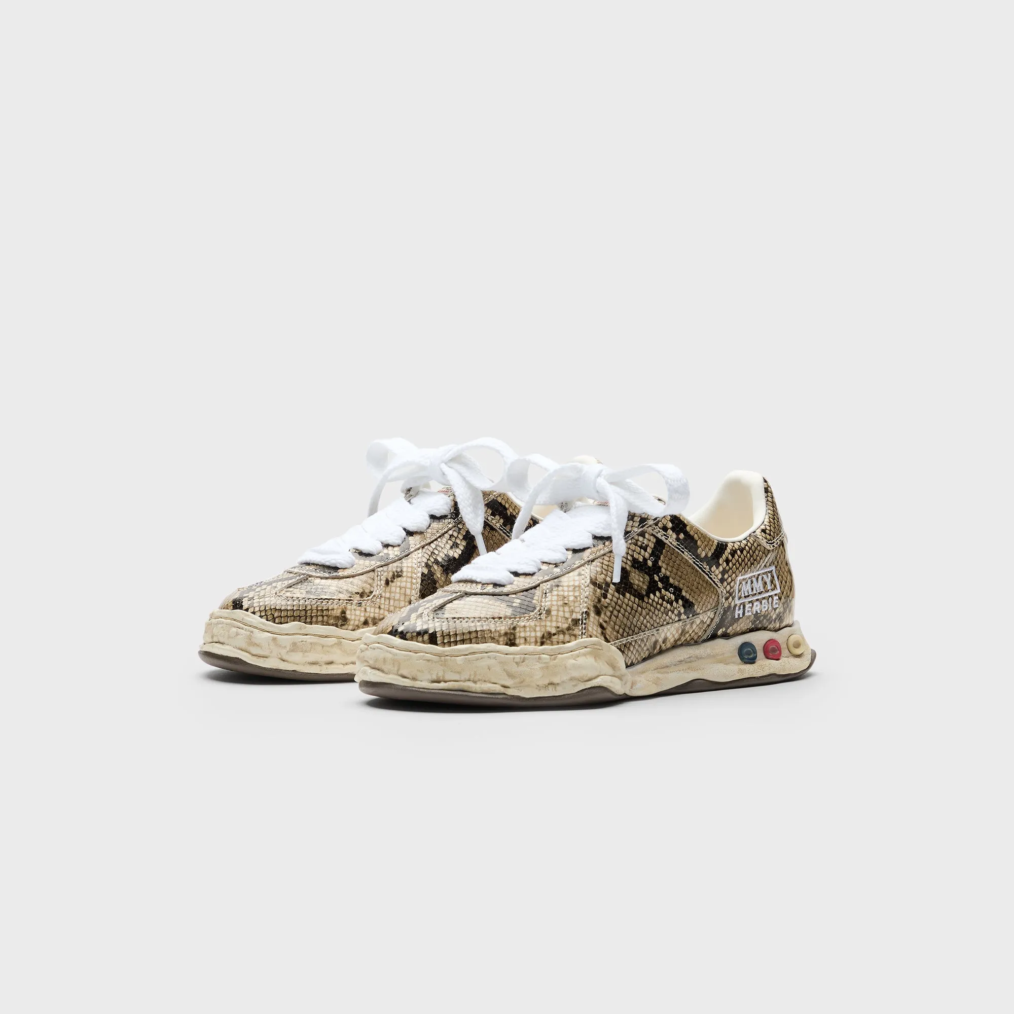 Special Offer Black Friday Sale Mihara Yasuhiro Herbie Original Sole Printed Python Leather Low Top Sneaker - Natural