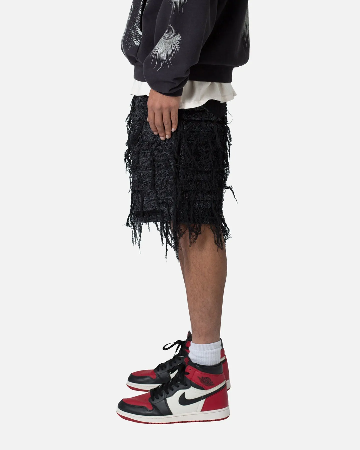Short en denim effiloché MNML noir