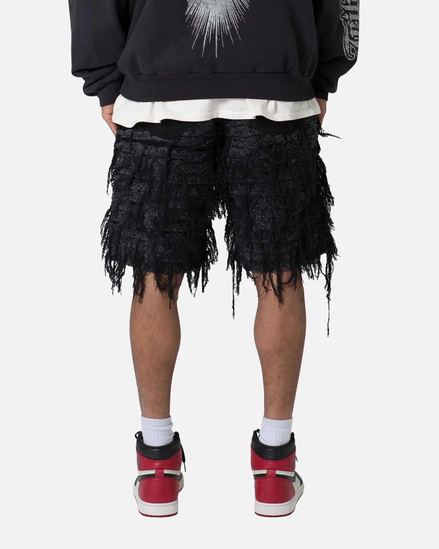 Short en denim effiloché MNML noir