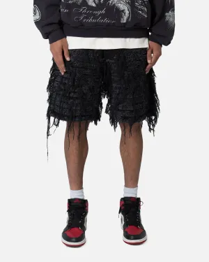 Short en denim effiloché MNML noir