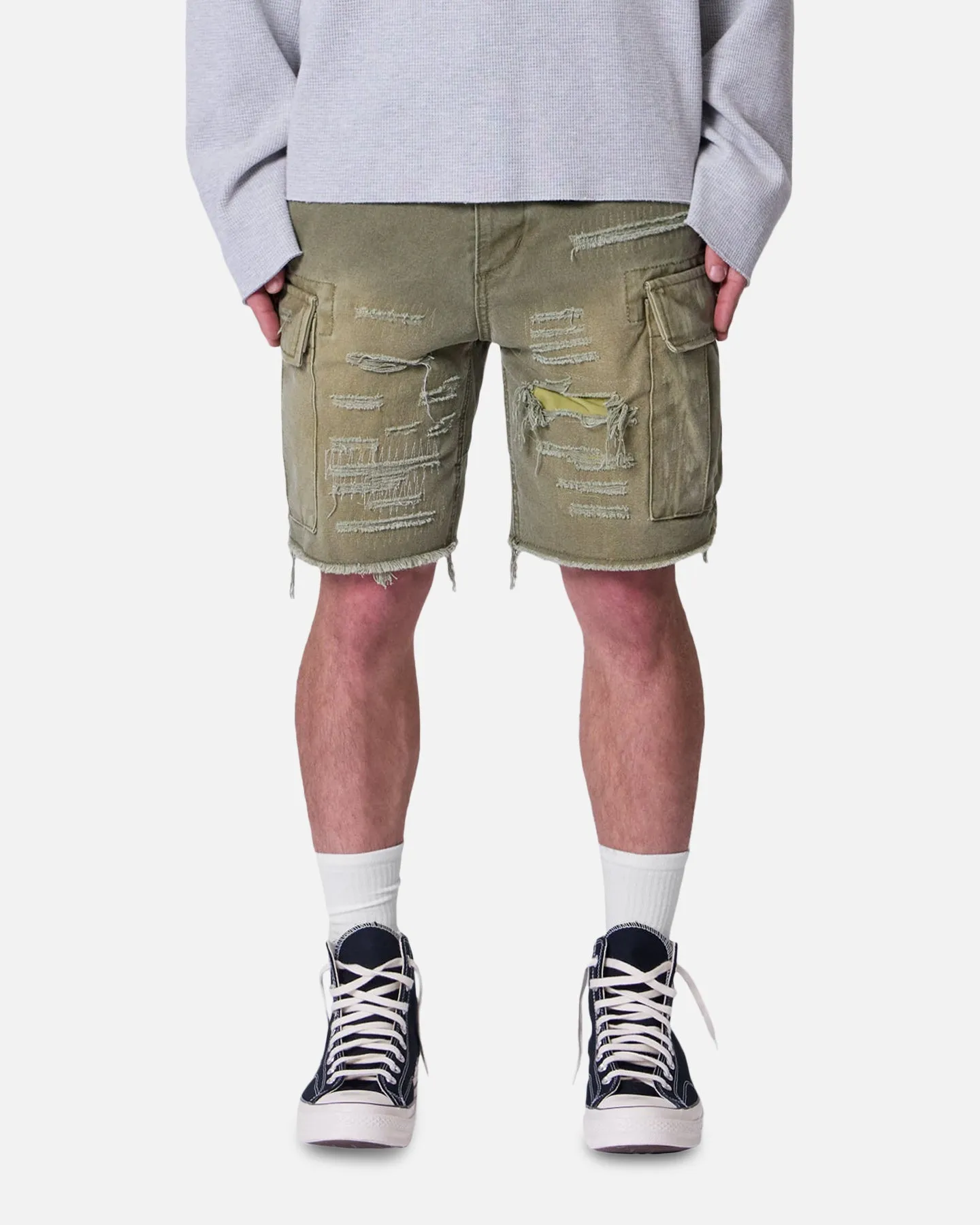 MNML Shorts Cargo Délavés Olive