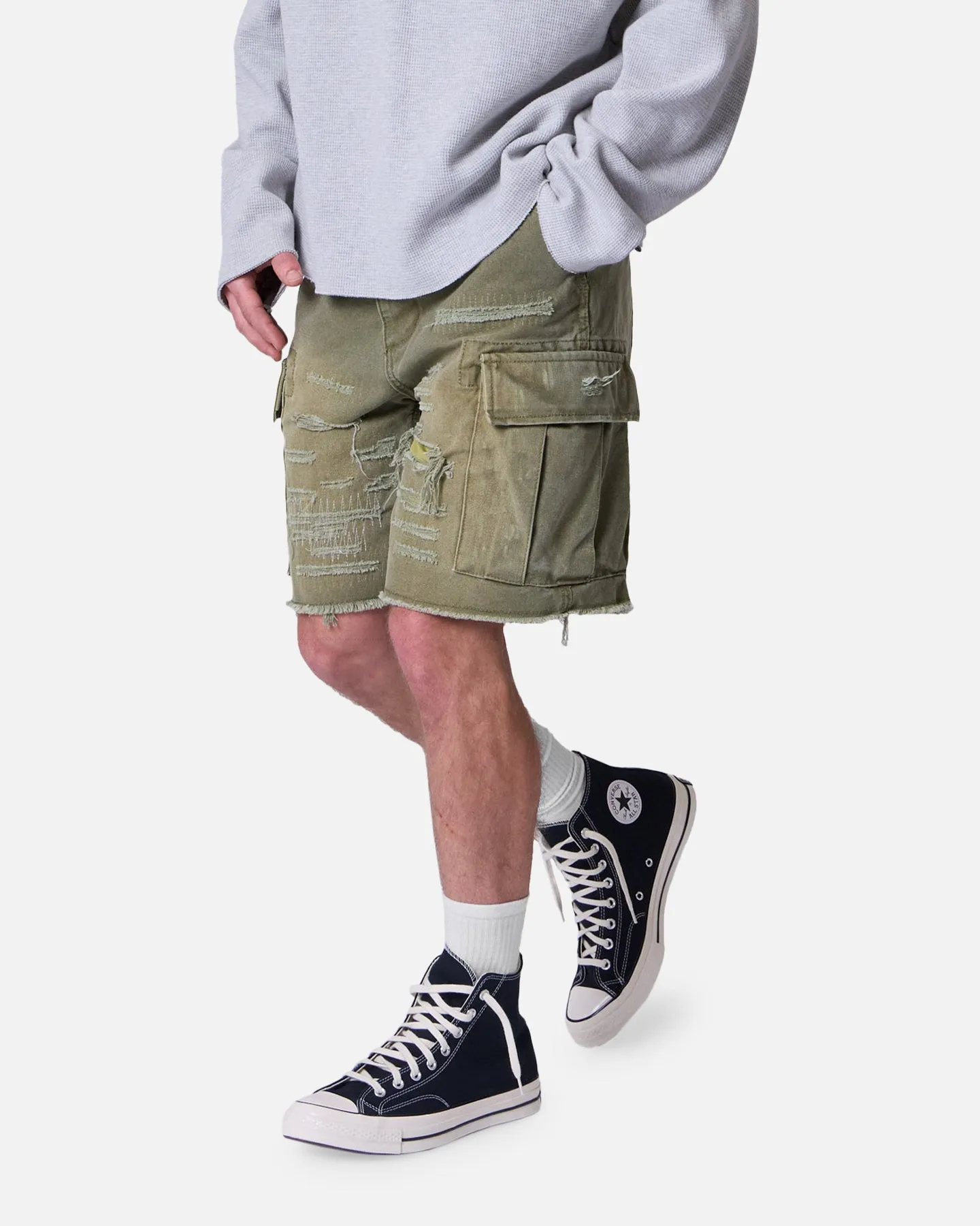 MNML Shorts Cargo Délavés Olive