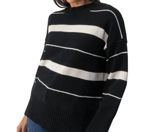 Pull tunique rayé moderne en noir/amande