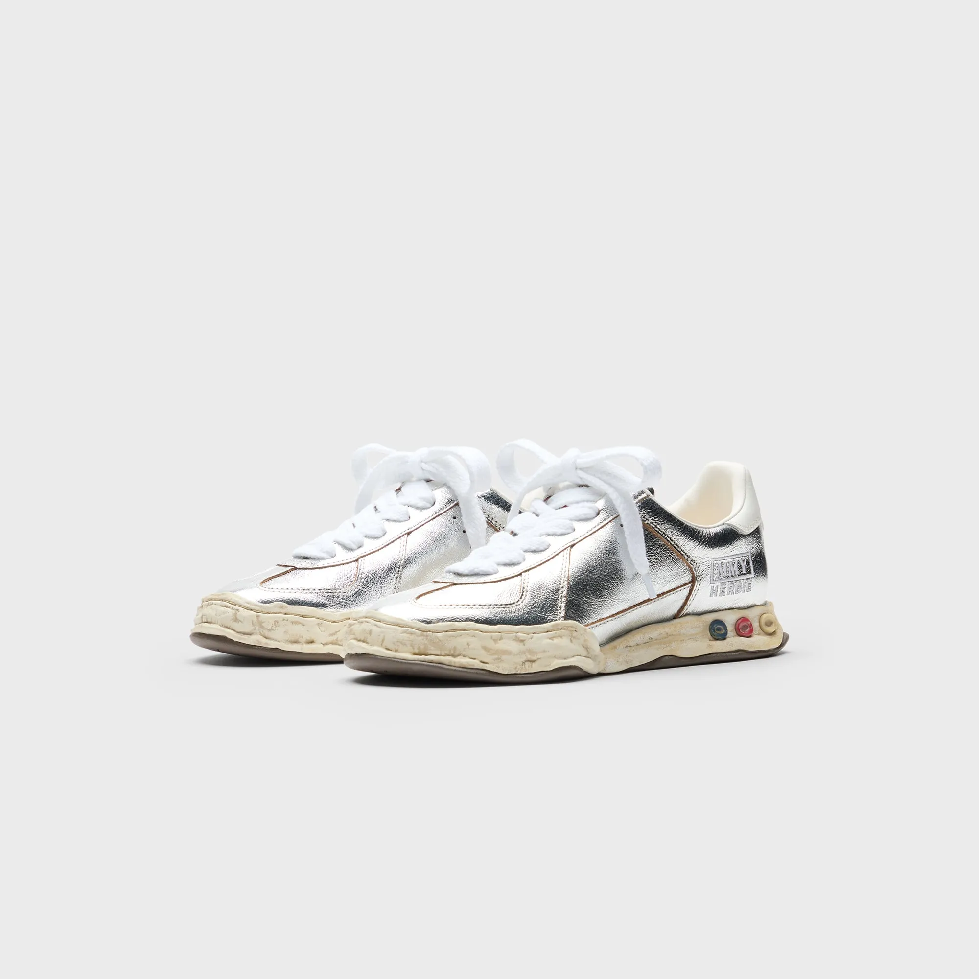 Mihara Yasuhiro Herbie Original Sole Wrinkled Leather Low Top Sneaker - Silver Supple