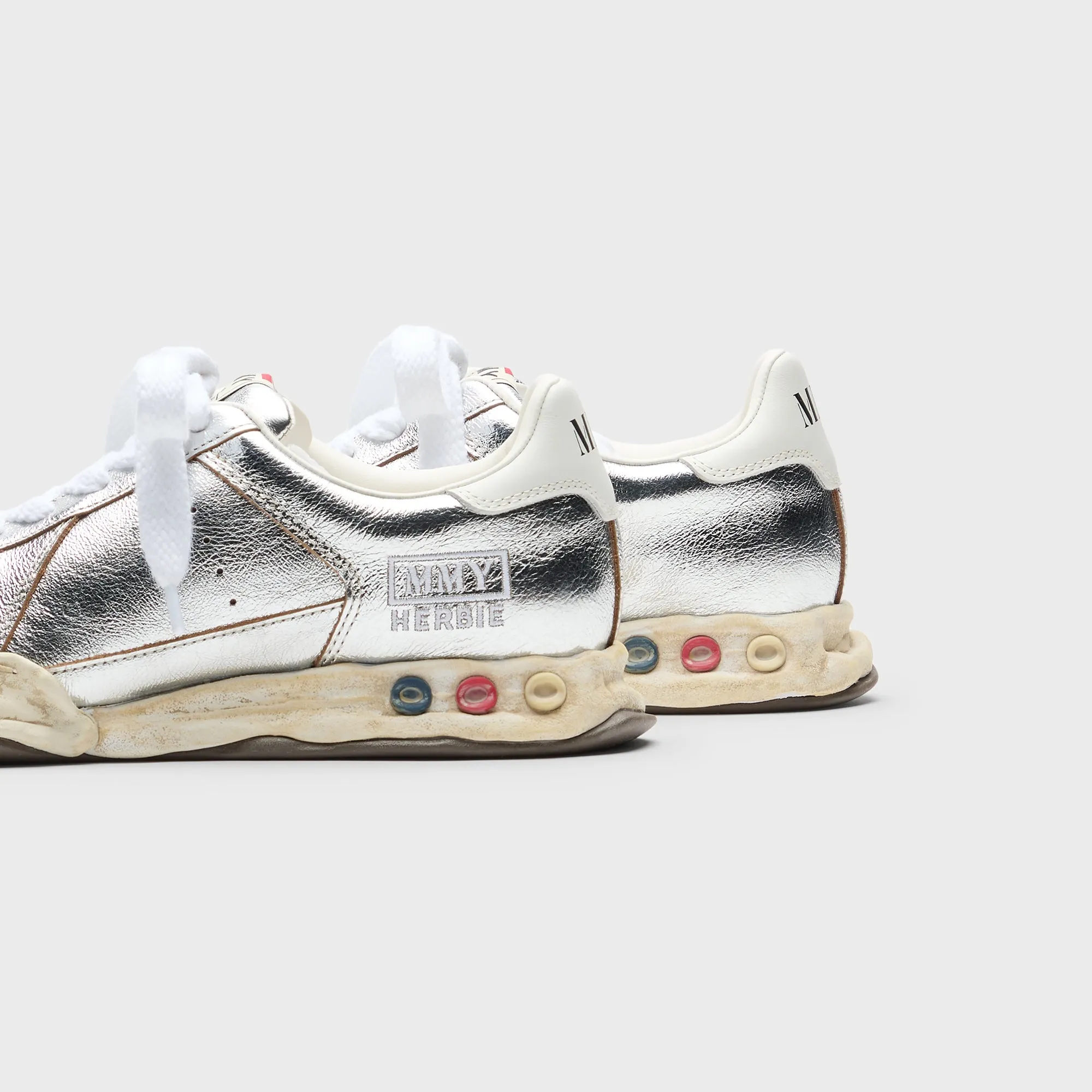 Modular Different Mihara Yasuhiro Herbie Original Sole Wrinkled Leather Low Top Sneaker - Silver