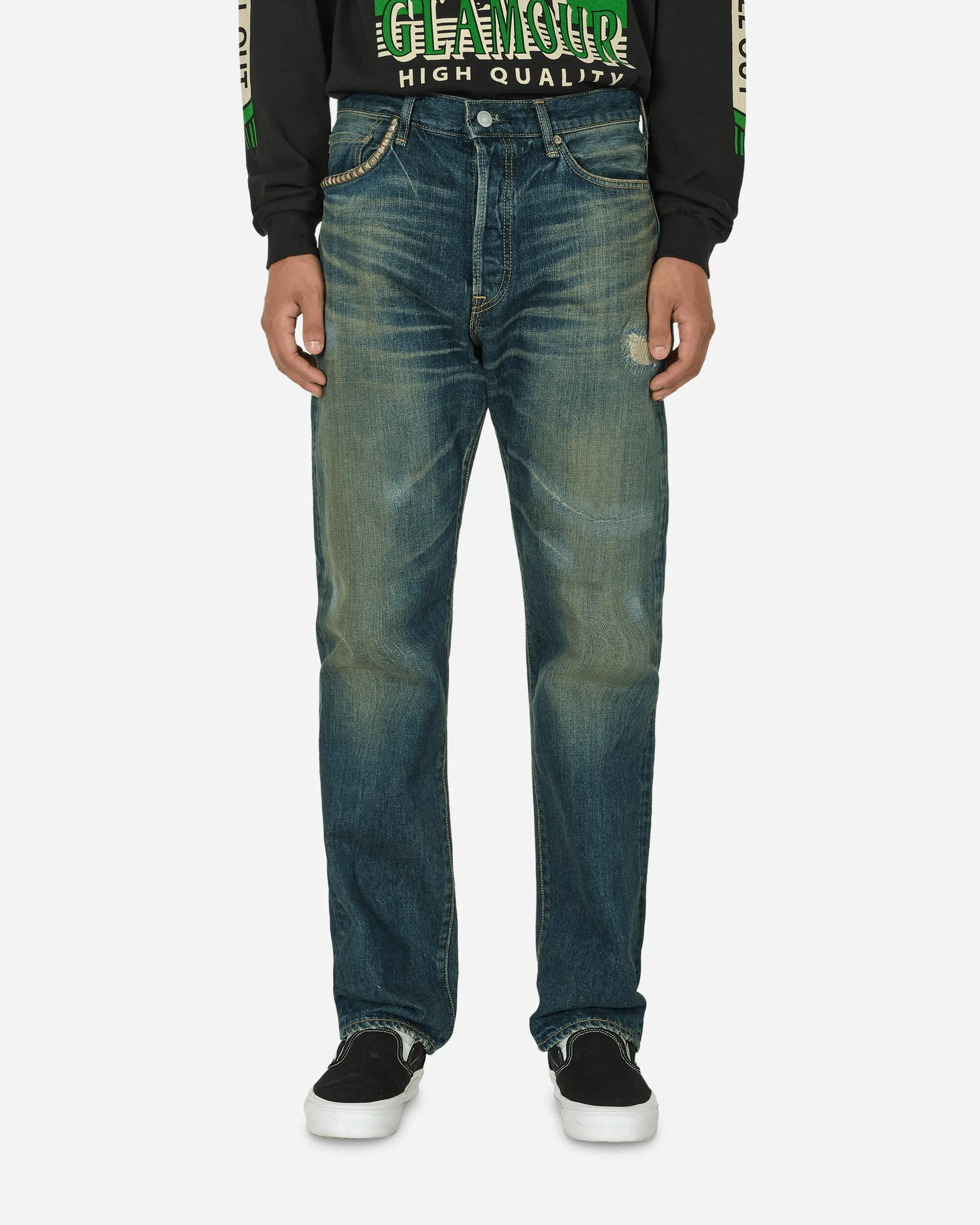 Comfortable Wind - Resistant RoundStrap Rcr Processed 50'S Xx Straight Denim Pants Indigo