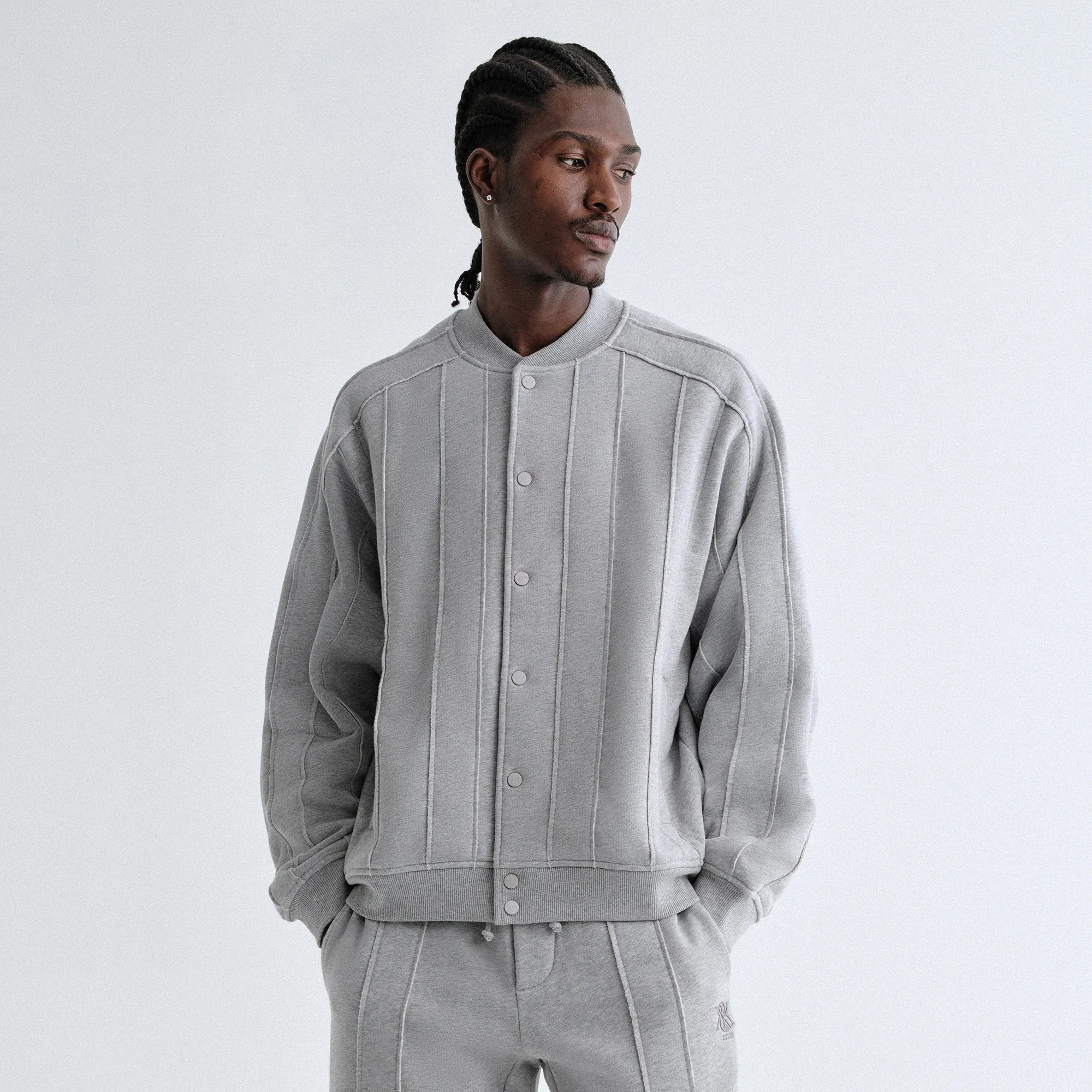 Kith Marvin Bomber Jacket - Mid Heather Grey Self Crawling Hypoallergenic - Yarn Socks