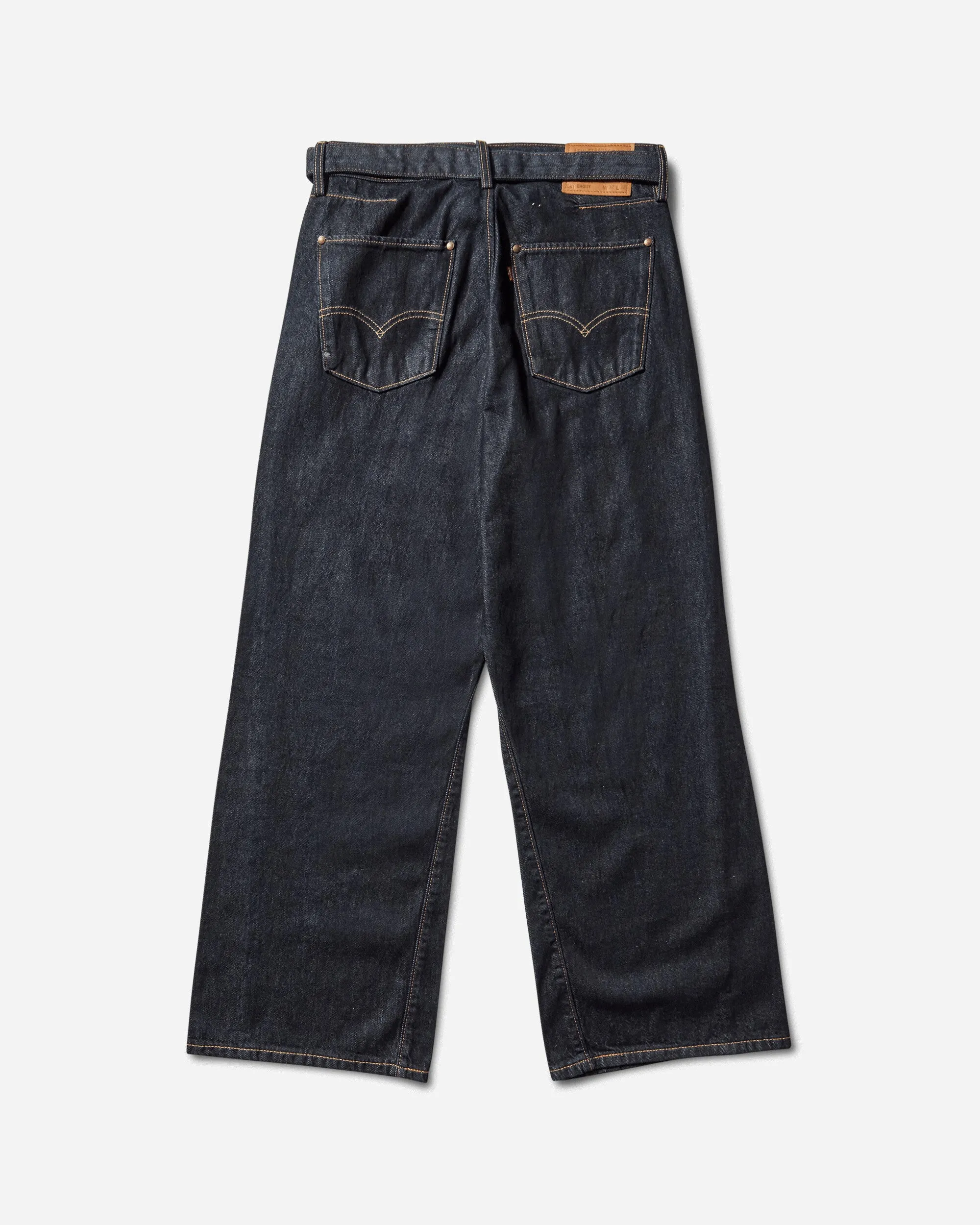 Men'S Twisted Baggy Jeans Blue Split Collar Metallic Sleeve