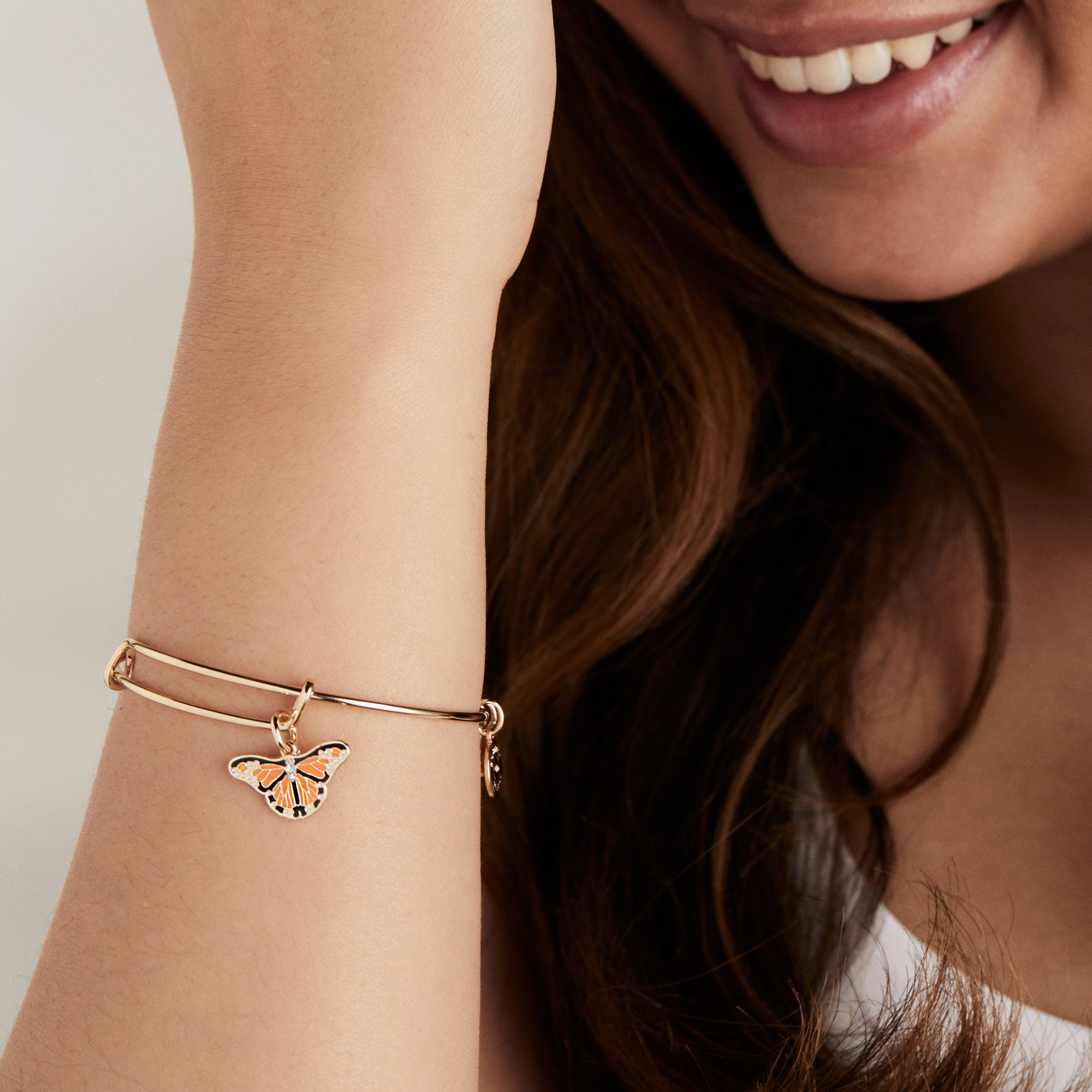 Bracelet Papillon Monarque   Charme Cristal