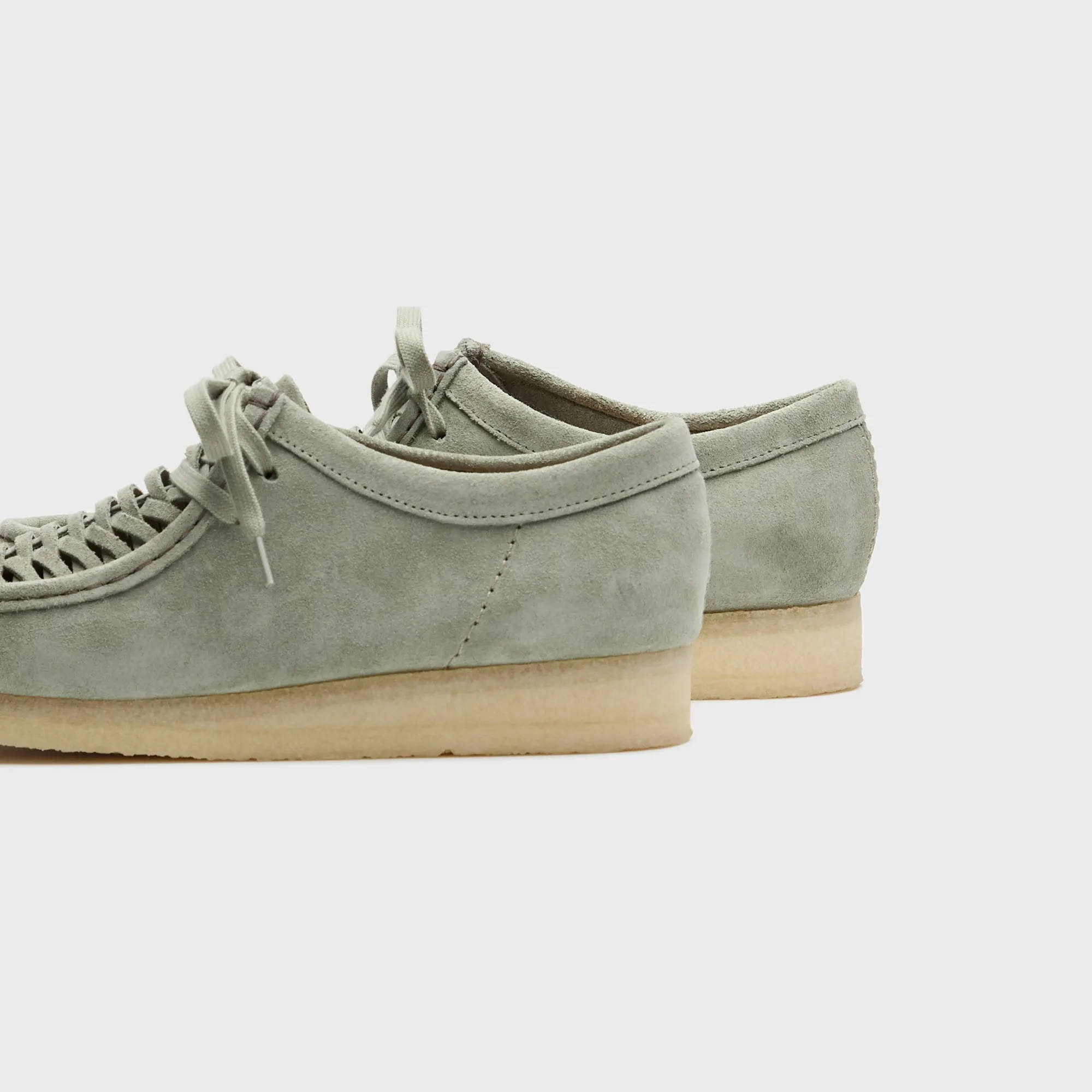 Walk Tall Clarks Wallabee Weave - Sage Suede